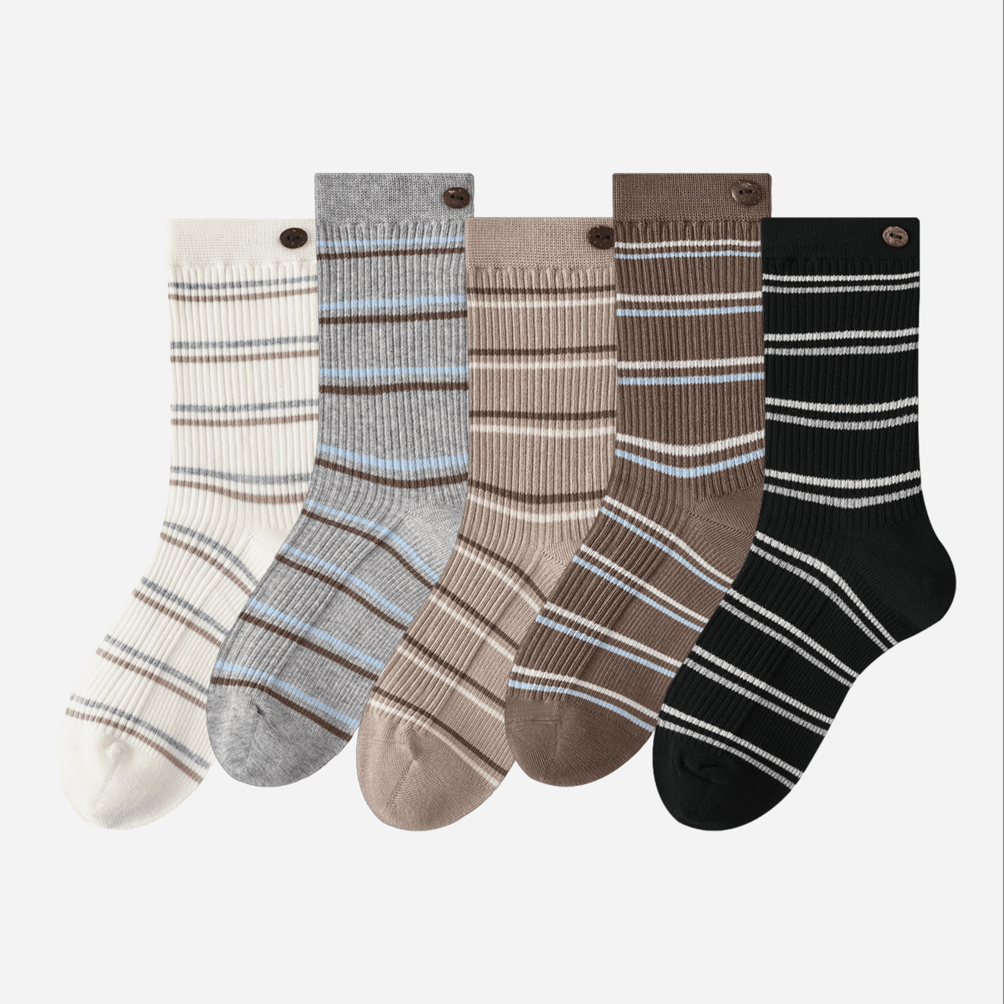Women's Button Cuff Striped Crew Socks - Single Pair