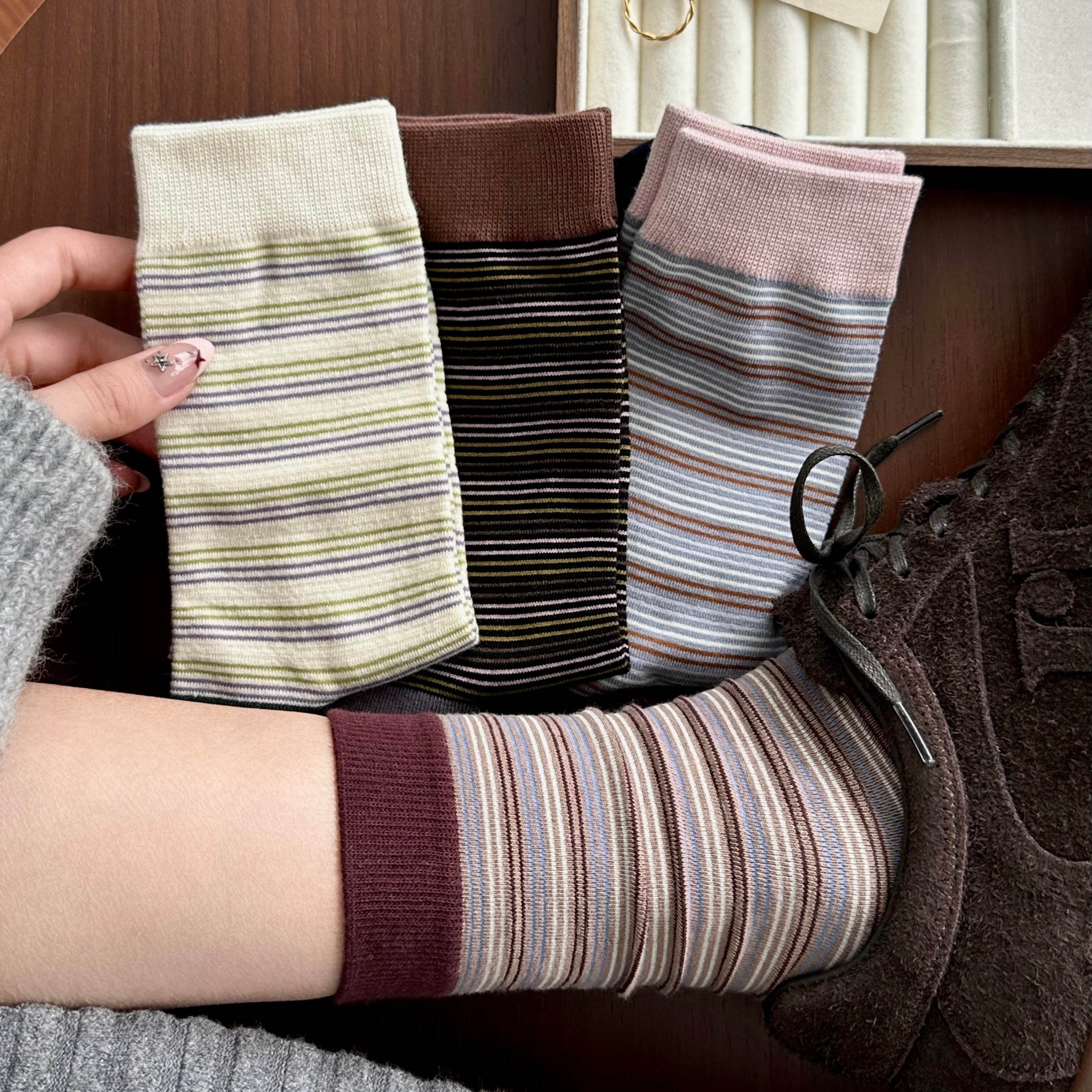 Women's Color Block Cuff Striped Socks - Single Pair