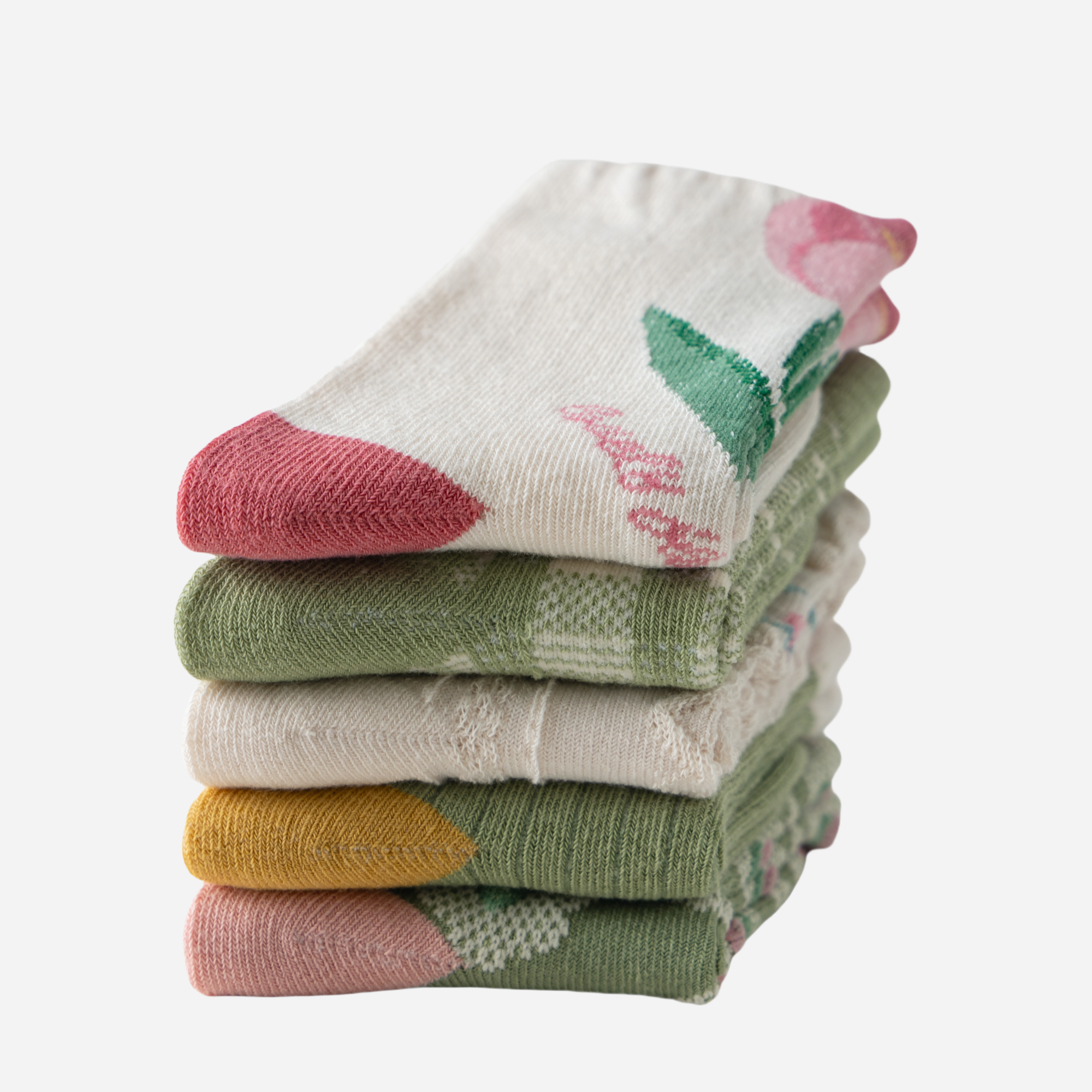 Kid's Floral Garden Crew Socks - 5 Pairs