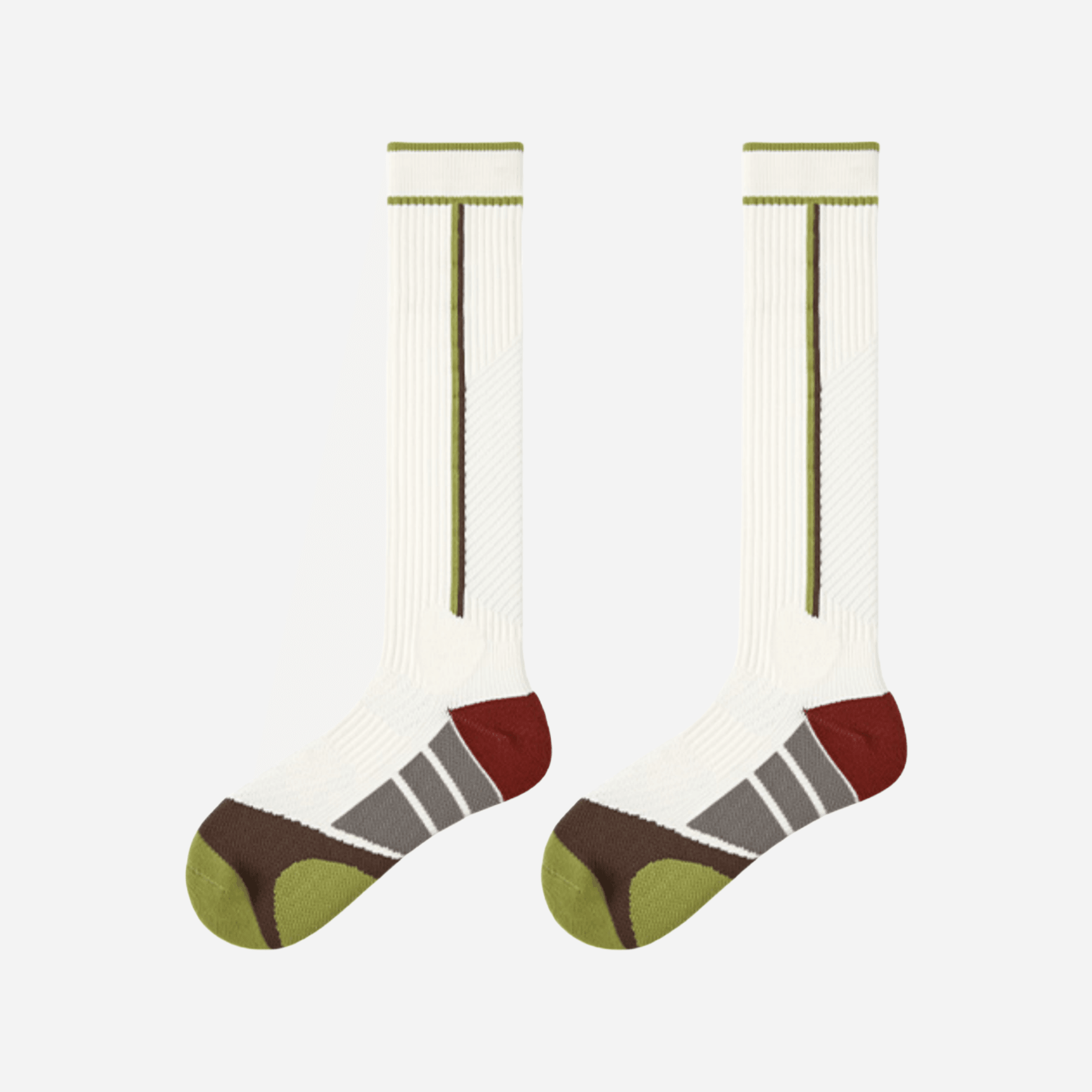 Women's Performance Knee-High Hiking Socks - White & Olive