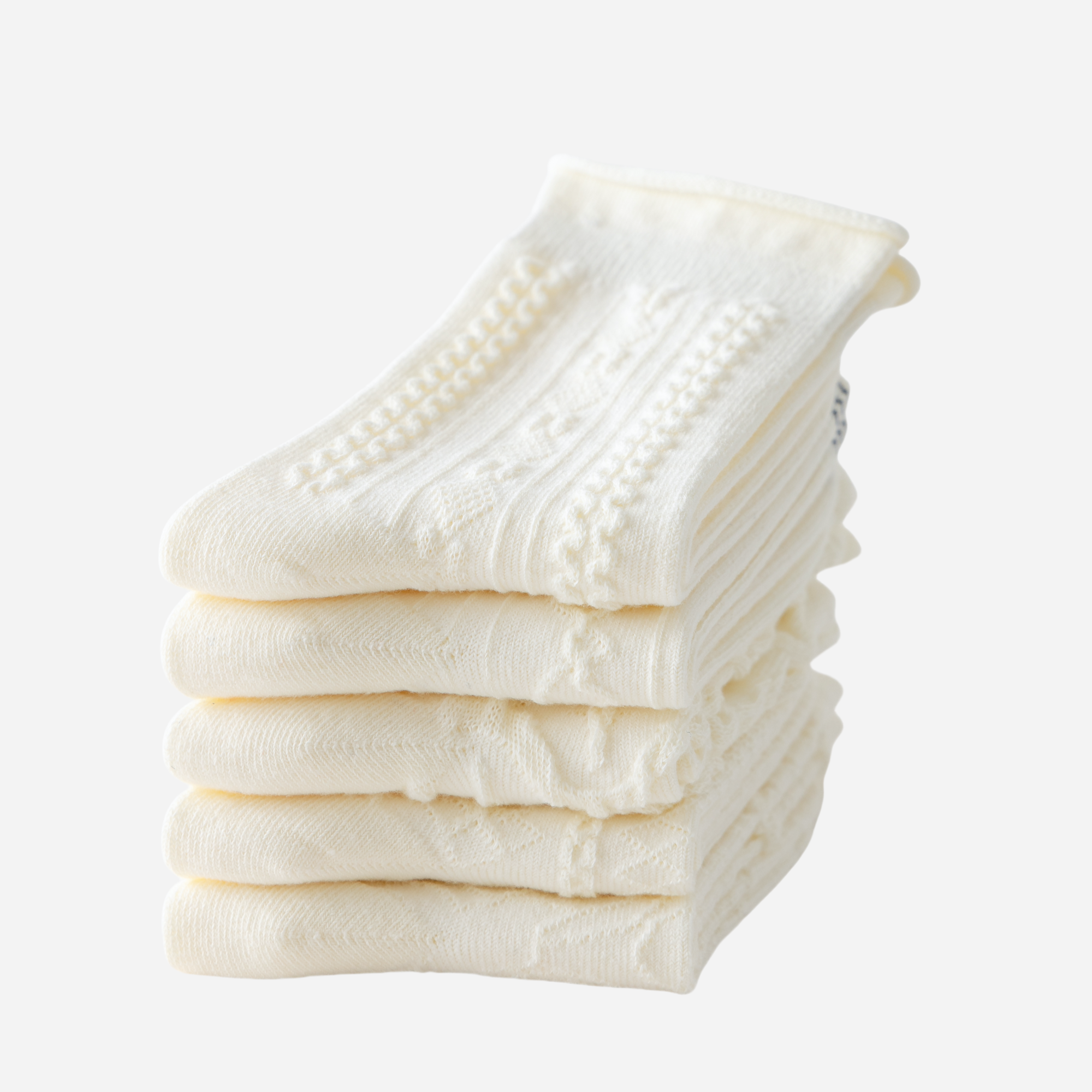 Kid's Dainty Texture Crew Socks - 5 Pairs