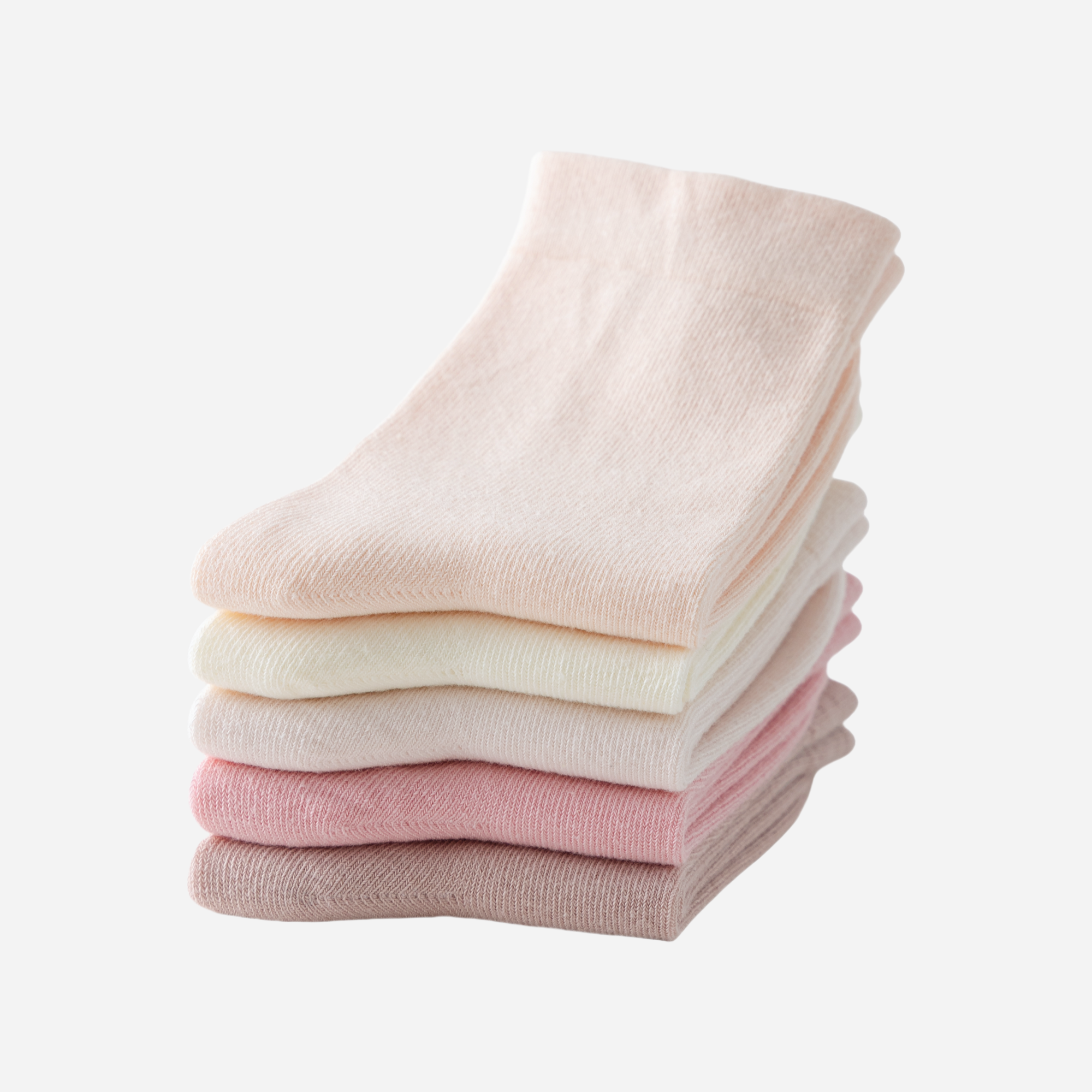Kid's Solid Pastel Crew Socks - 5 Pairs