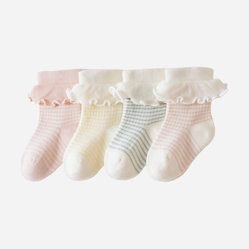 Babies' Ruffled Crew Socks-4 Pairs