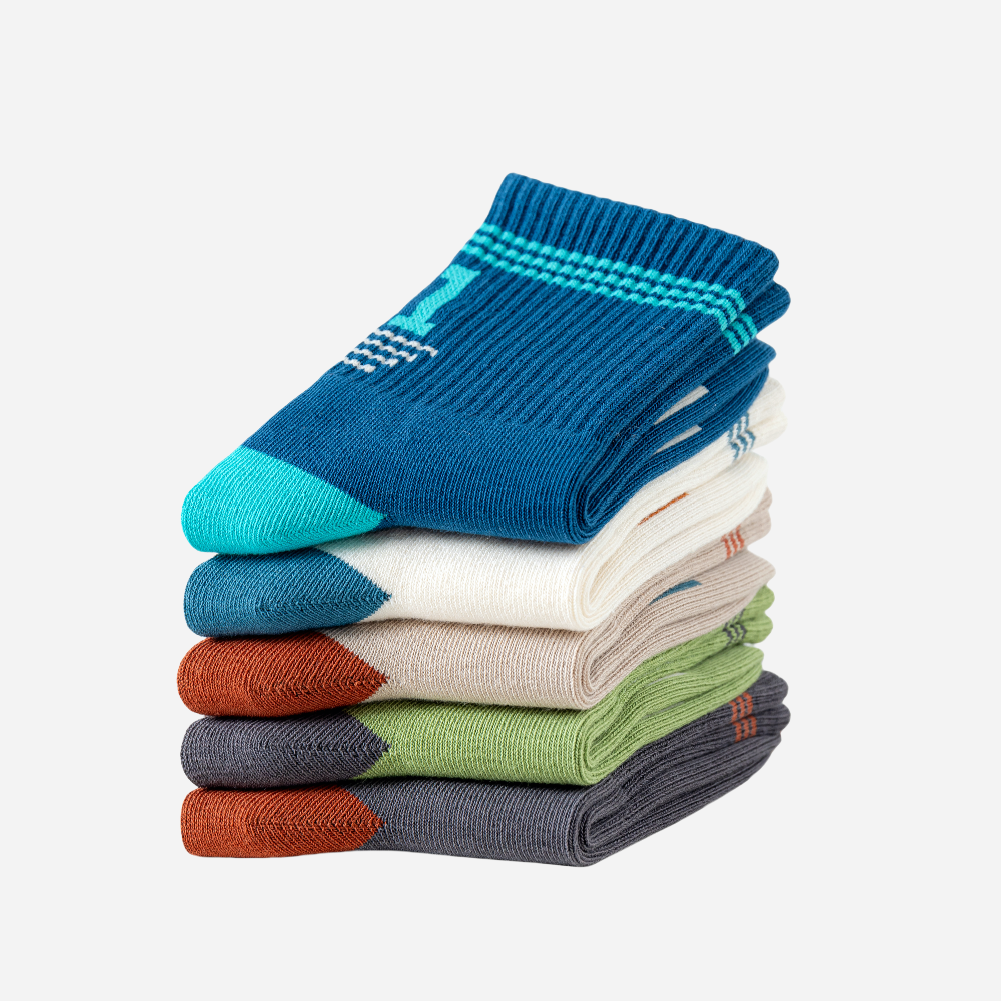 Kid's Graphic Sport Crew Socks - 5 Pairs