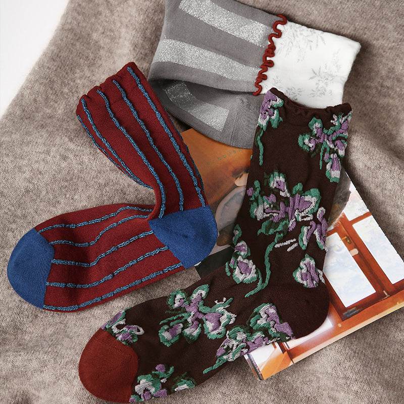 Women's Romantic & Eclectic Crew Socks - 3 pairs