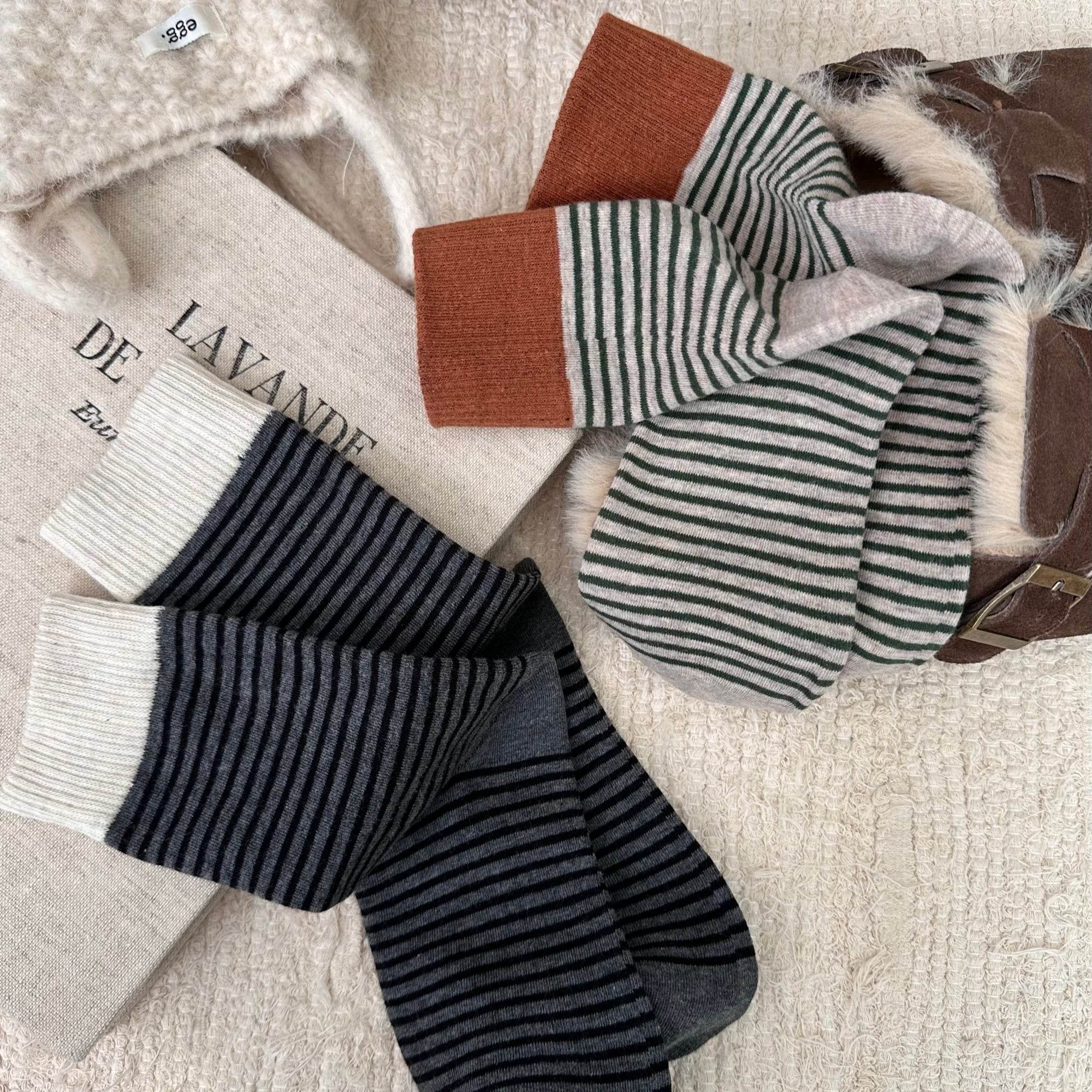 Women's Color Block Cuff Striped Socks - Single Pair