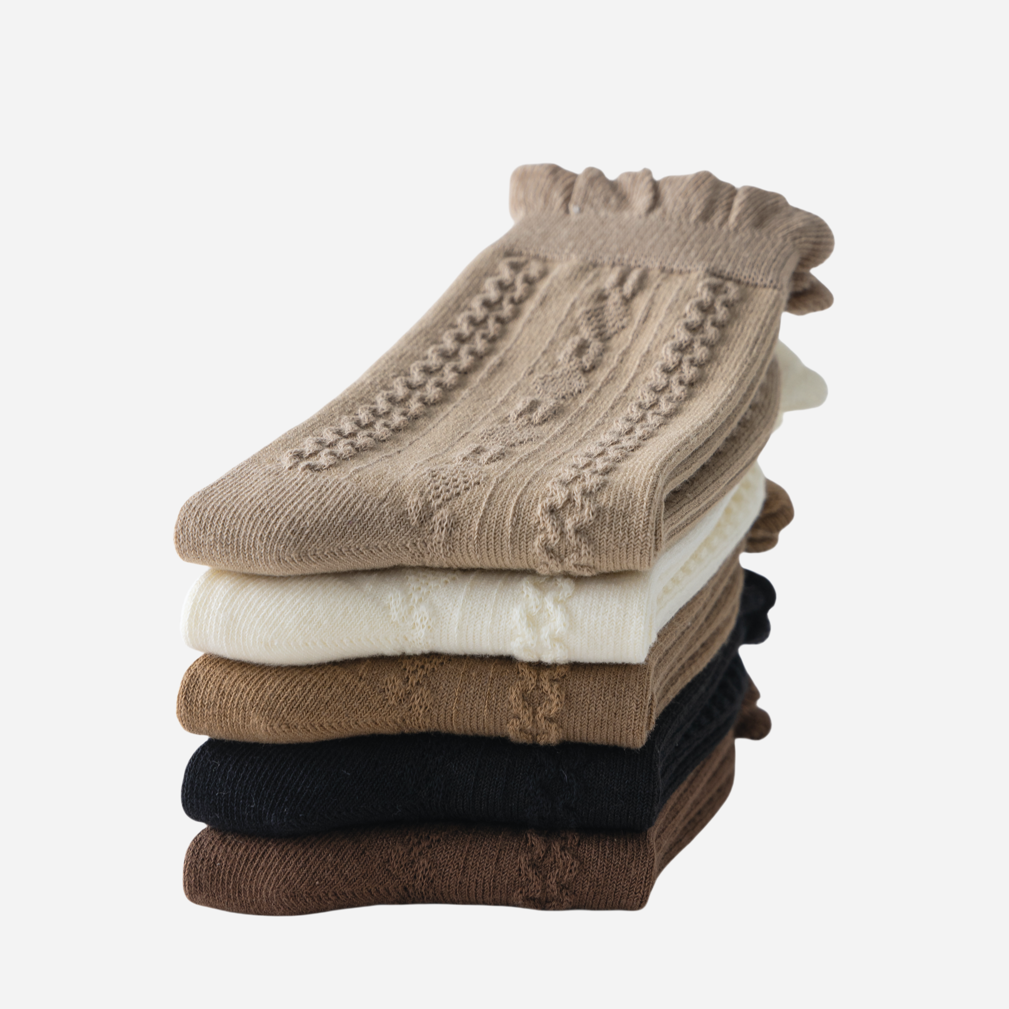 Kid's Ruffle Cable Knit Crew Socks 5 - Pairs