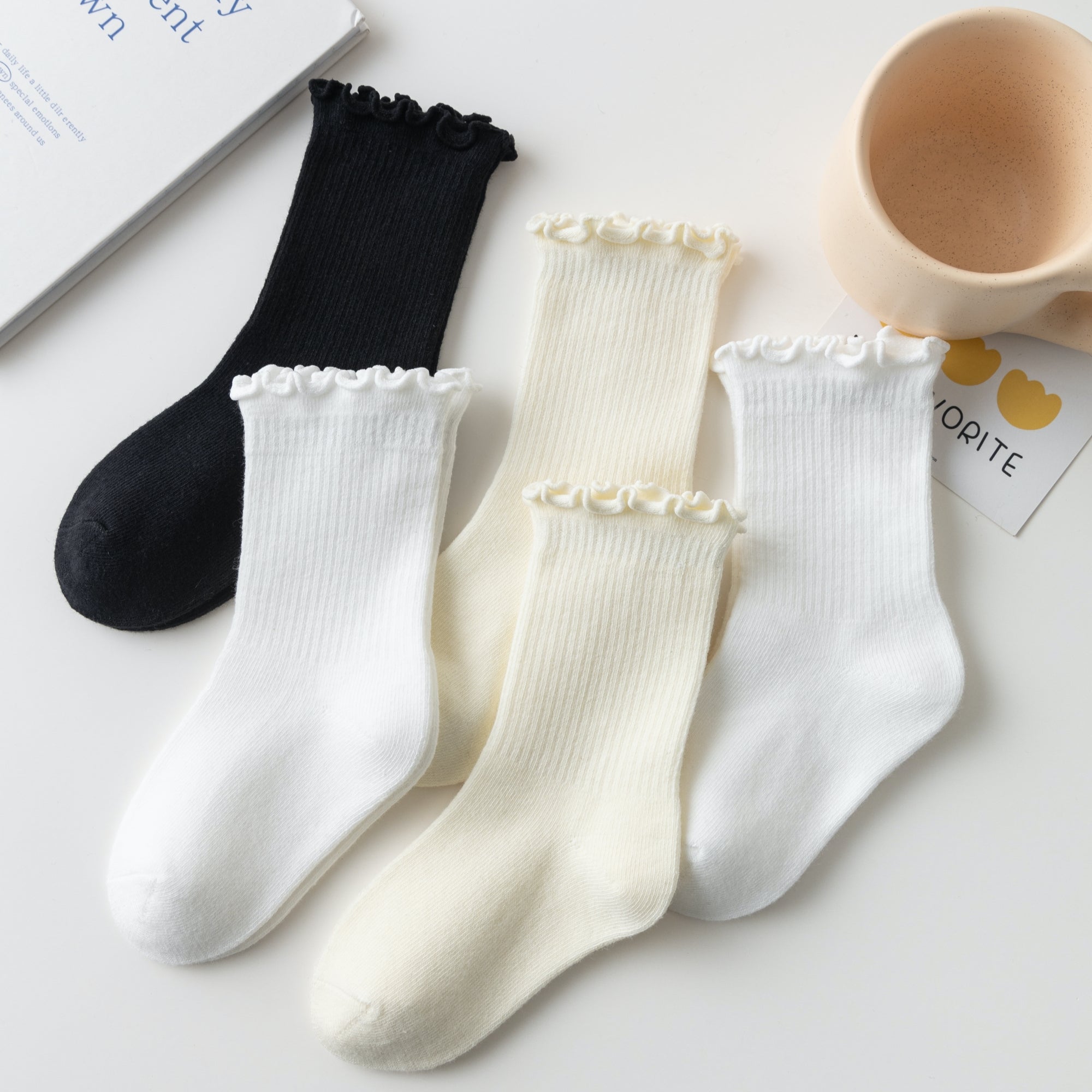Kid's Lettuce Edge Crew Socks - 5 Pairs