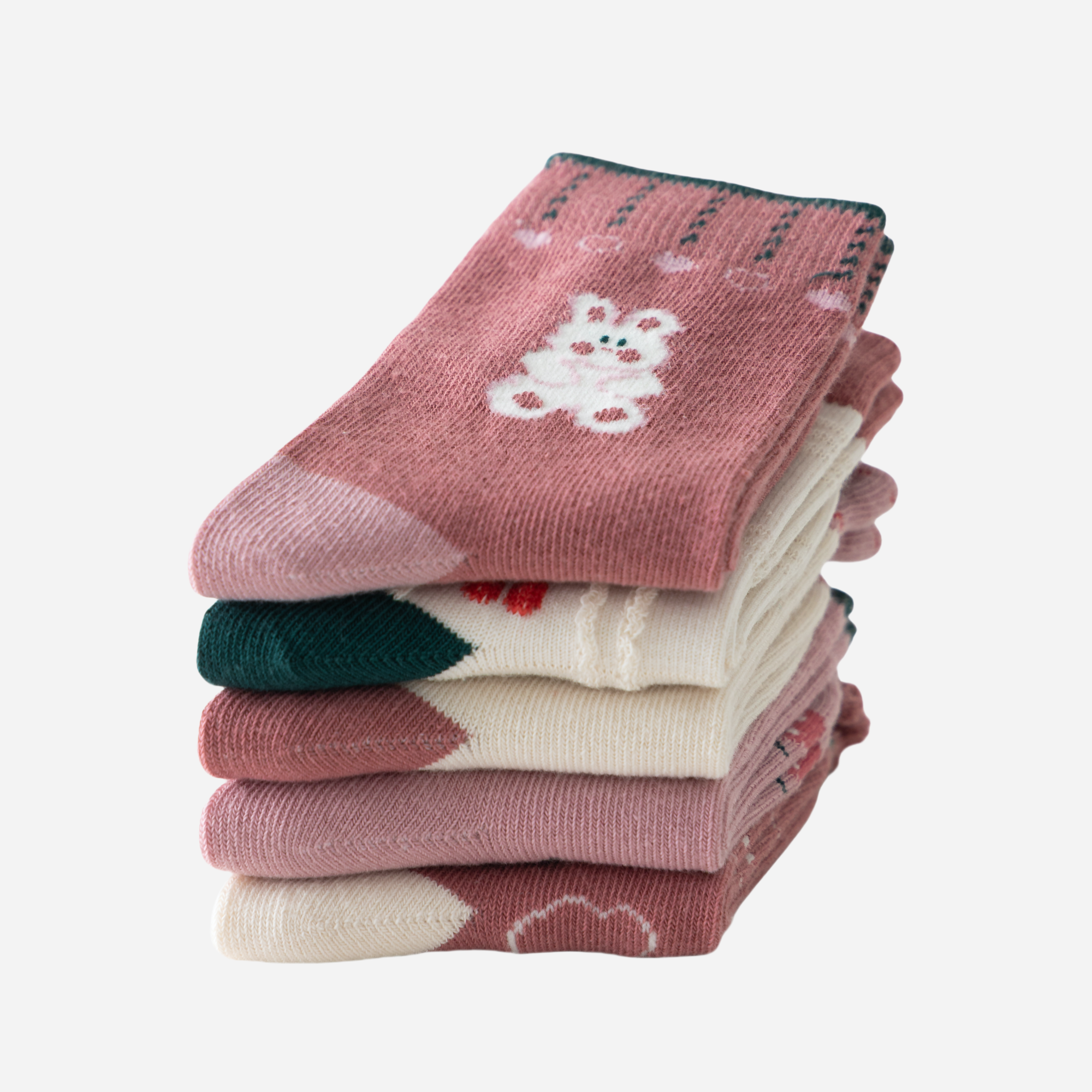 Kid's Girls' Bear & Berry Crew Socks - 5 Pairs