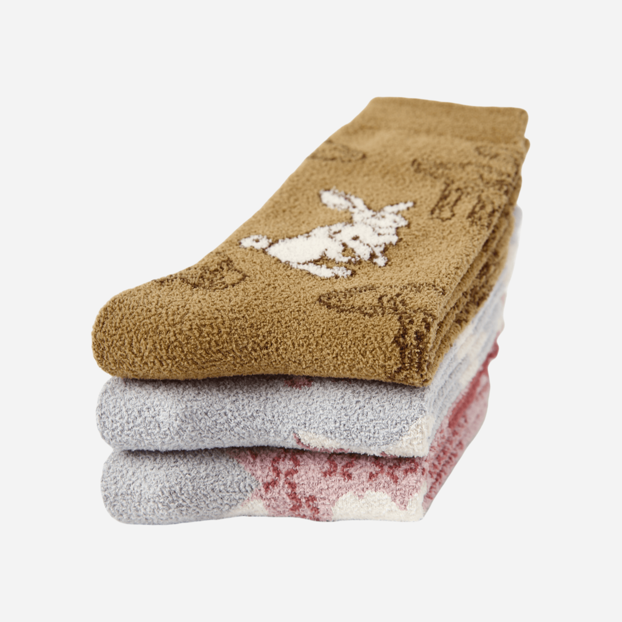 Women's Fuzzy Woodland Bunny Socks - 3 pairs