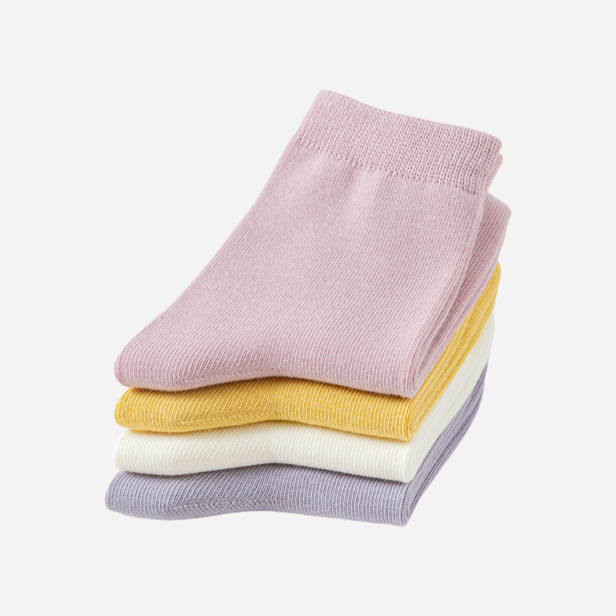 Kid's Organic Cotton Solid Crew Socks Pastel - 4 Pairs