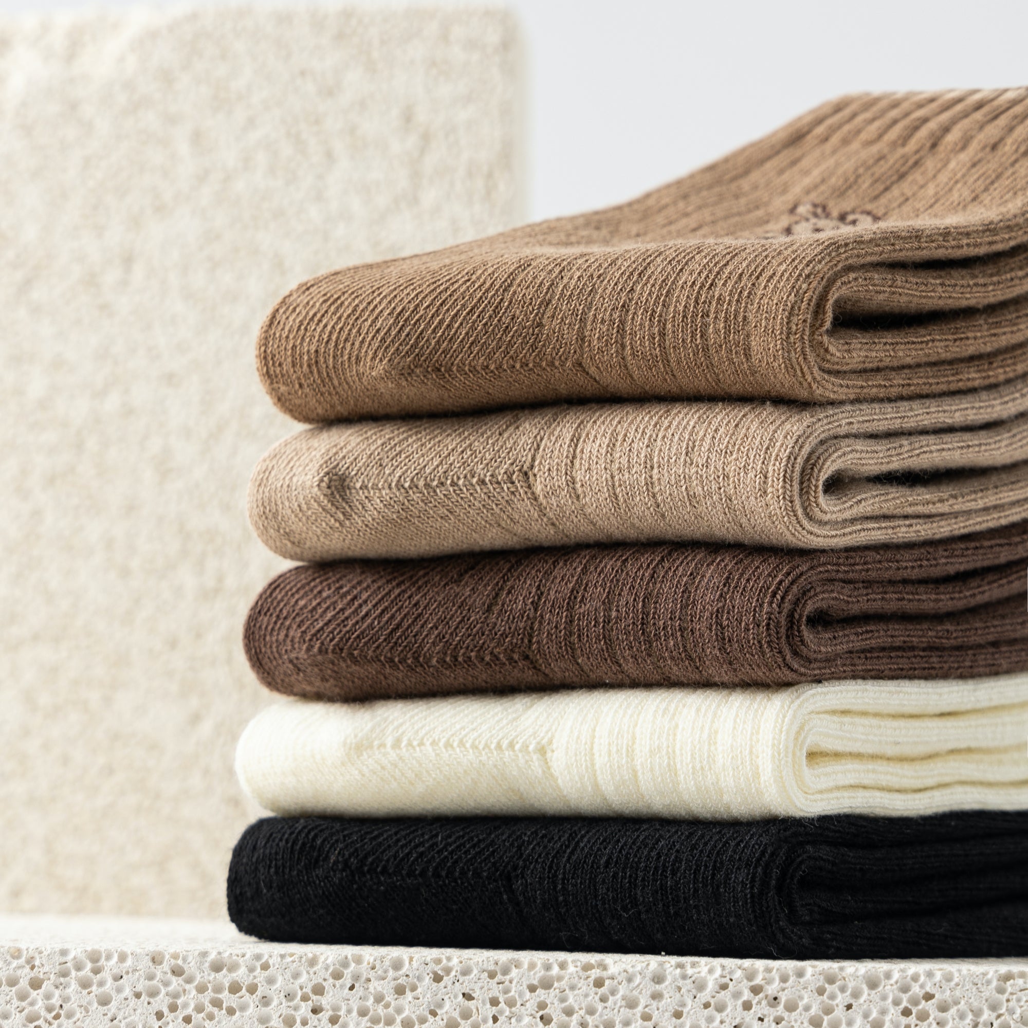 Kid's Neutral Ribbed Crew Socks 5 - Pairs