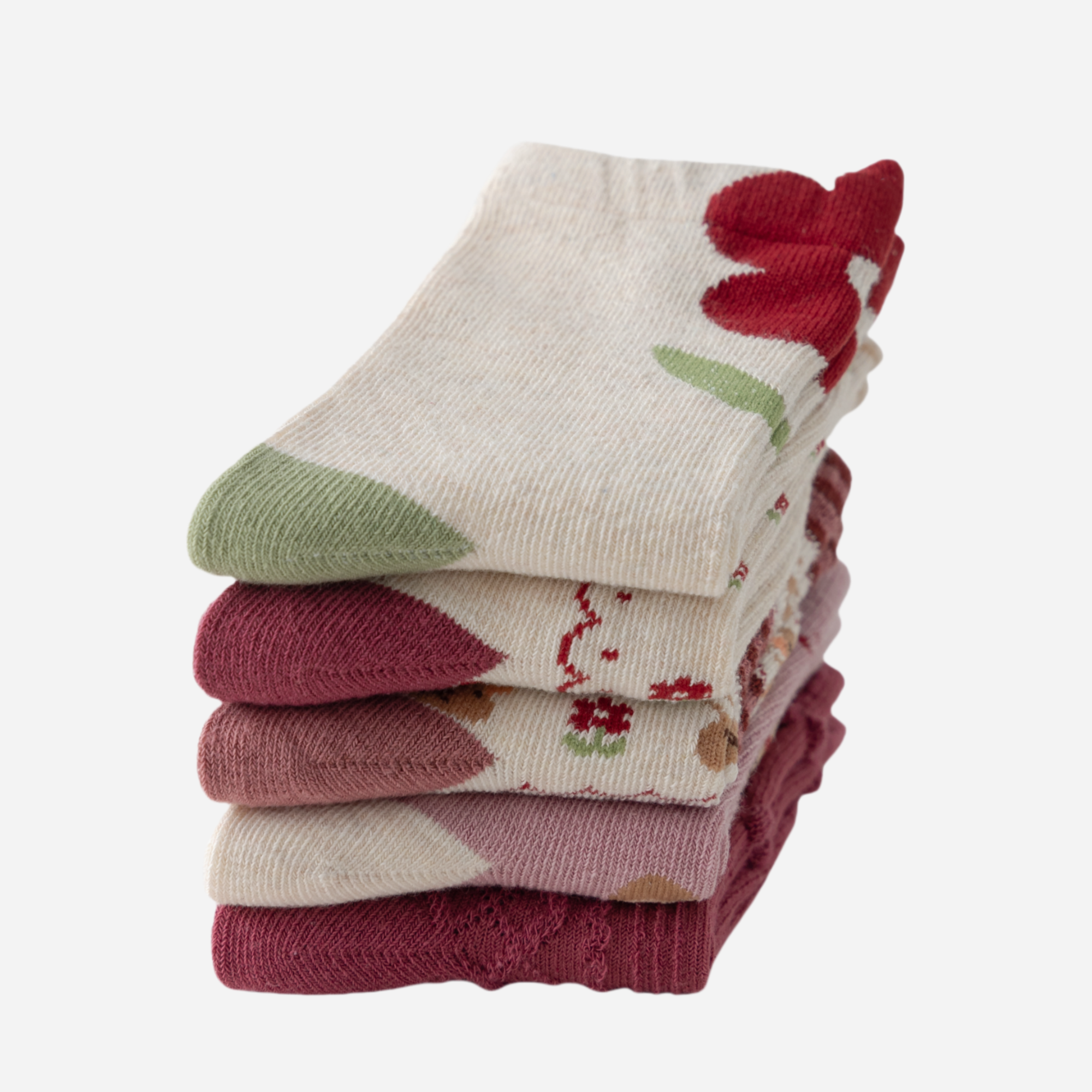 Kid's Girls' Bunny & Floral Crew Socks - 5 Pairs
