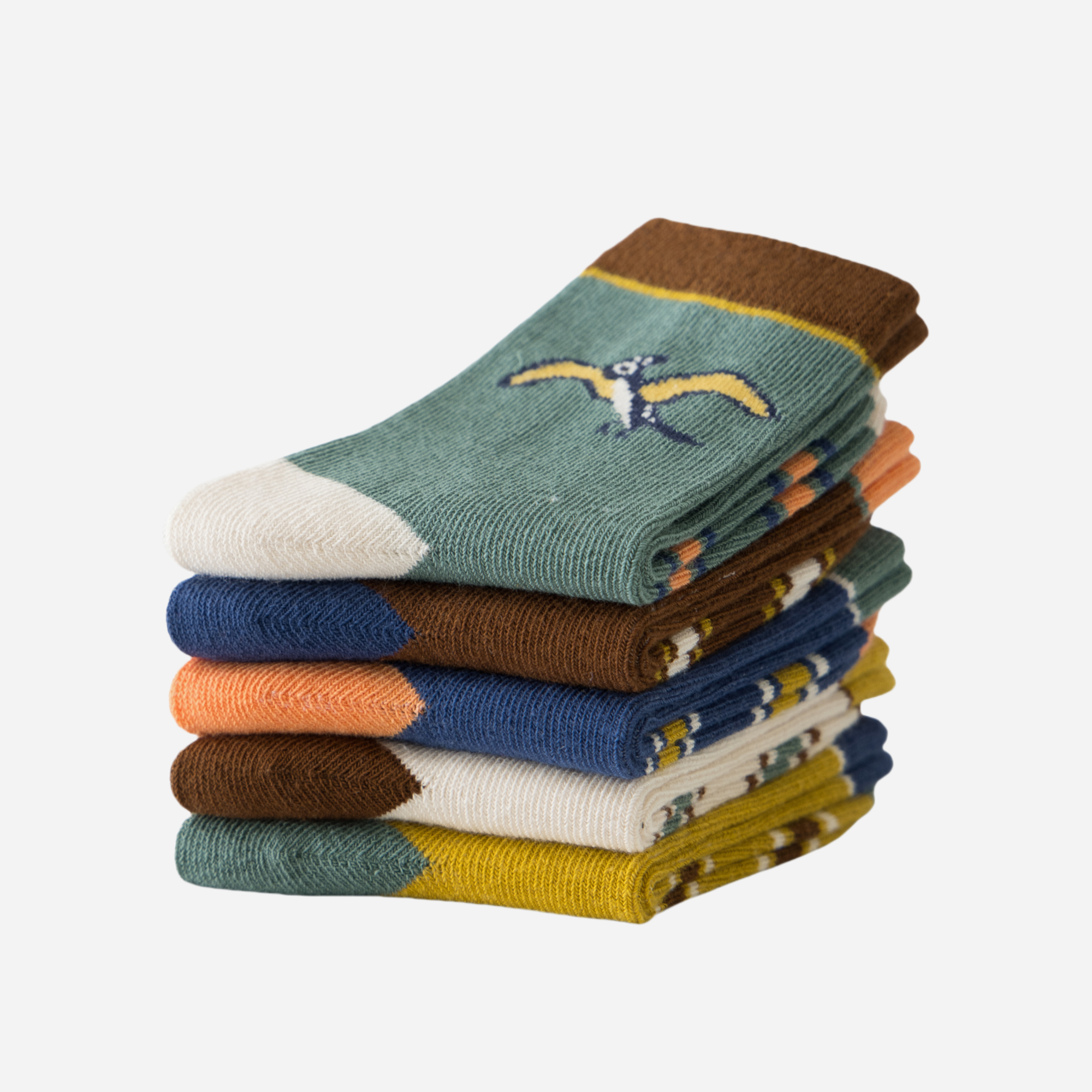 Kid's Retro Dinosaur Crew Socks - 5 Pairs