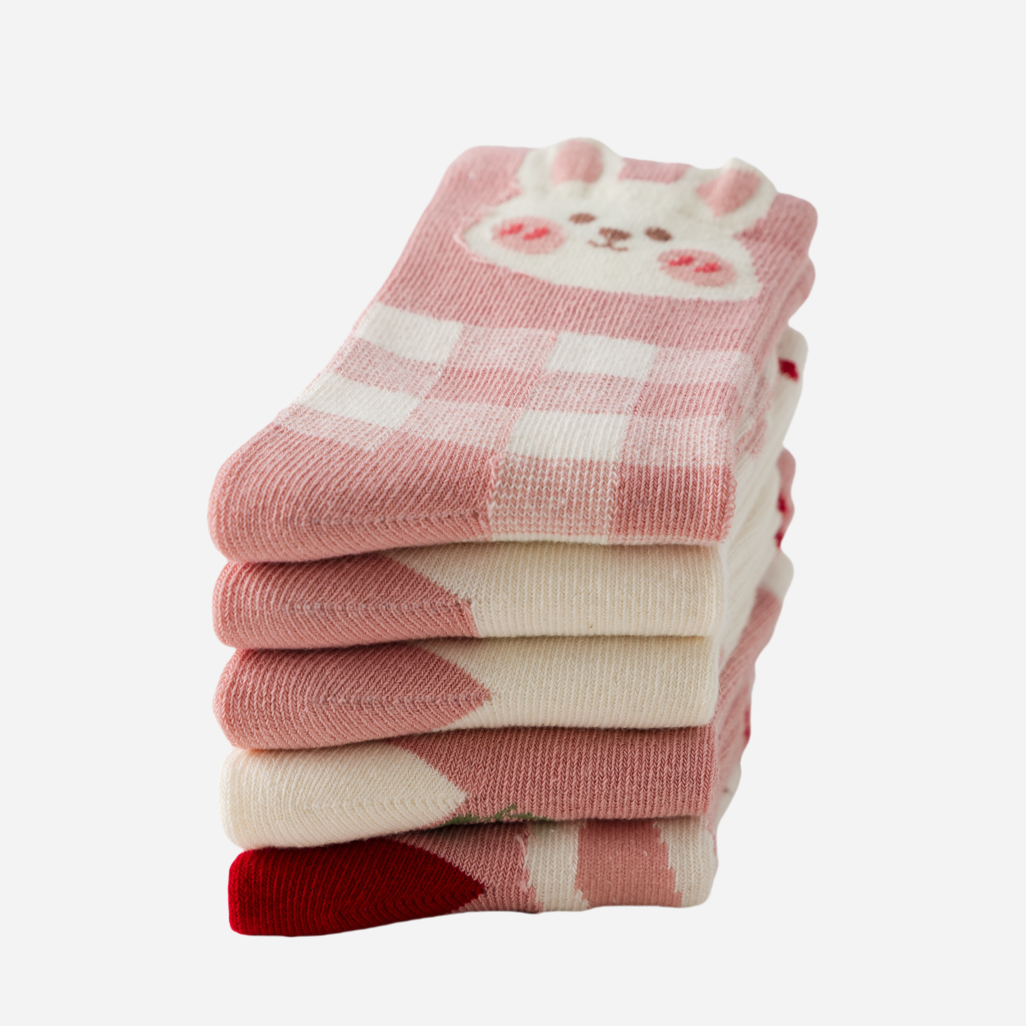 Kid's Girls' Bunny & Cherry Crew Socks - 5 Pairs