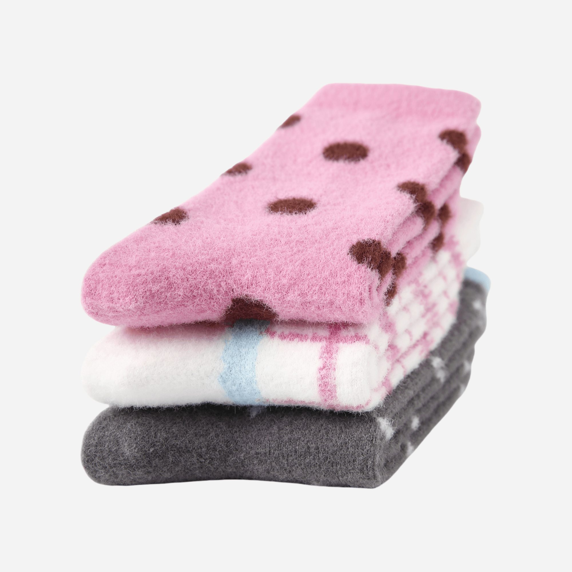 Women's Polka Dot & Plaid Cozy Socks - 3 pairs