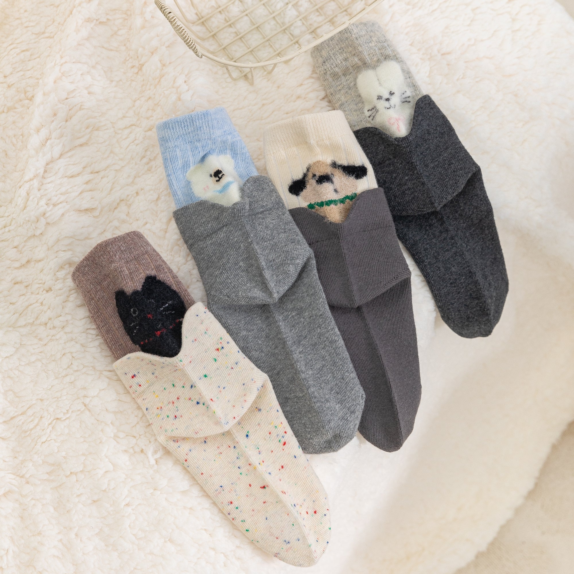 Kid's Peeking Pets Crew Socks - 4 Pairs