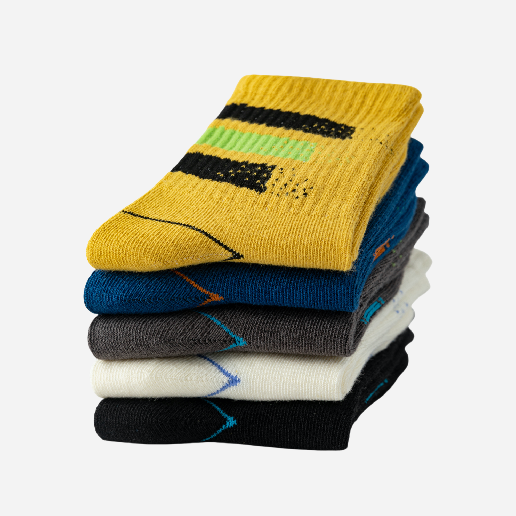 Kid's Modern Athletic Crew Socks - 5 Pairs