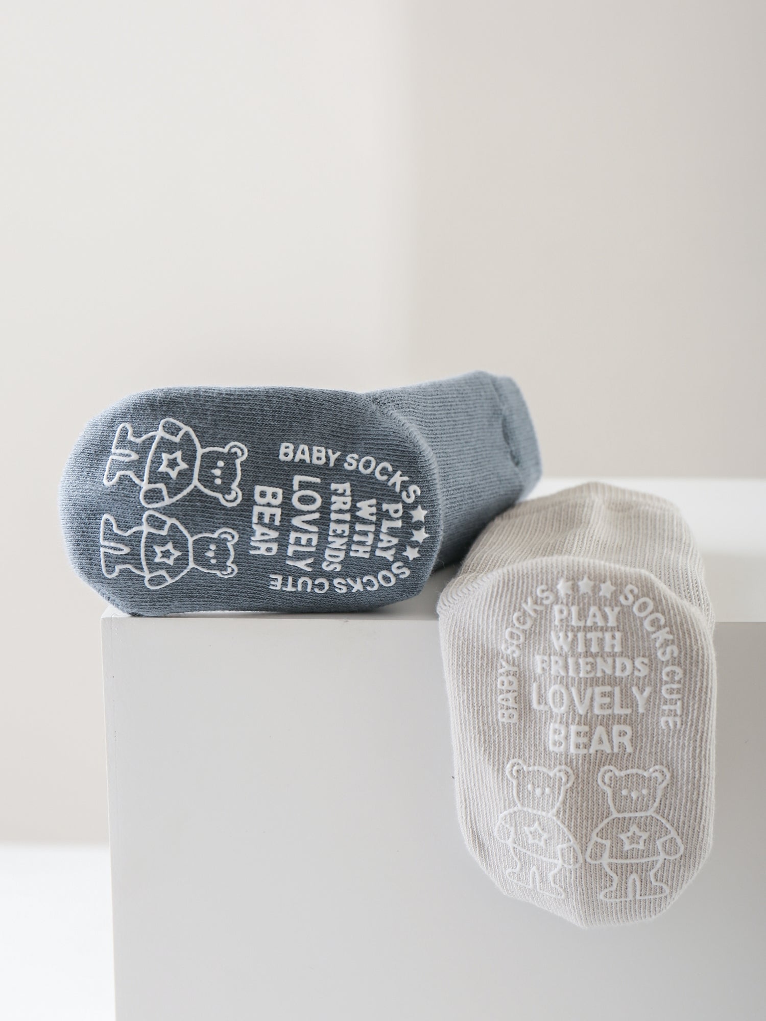 Babies' Non-Slip Socks with Bear Grips-3 Pack