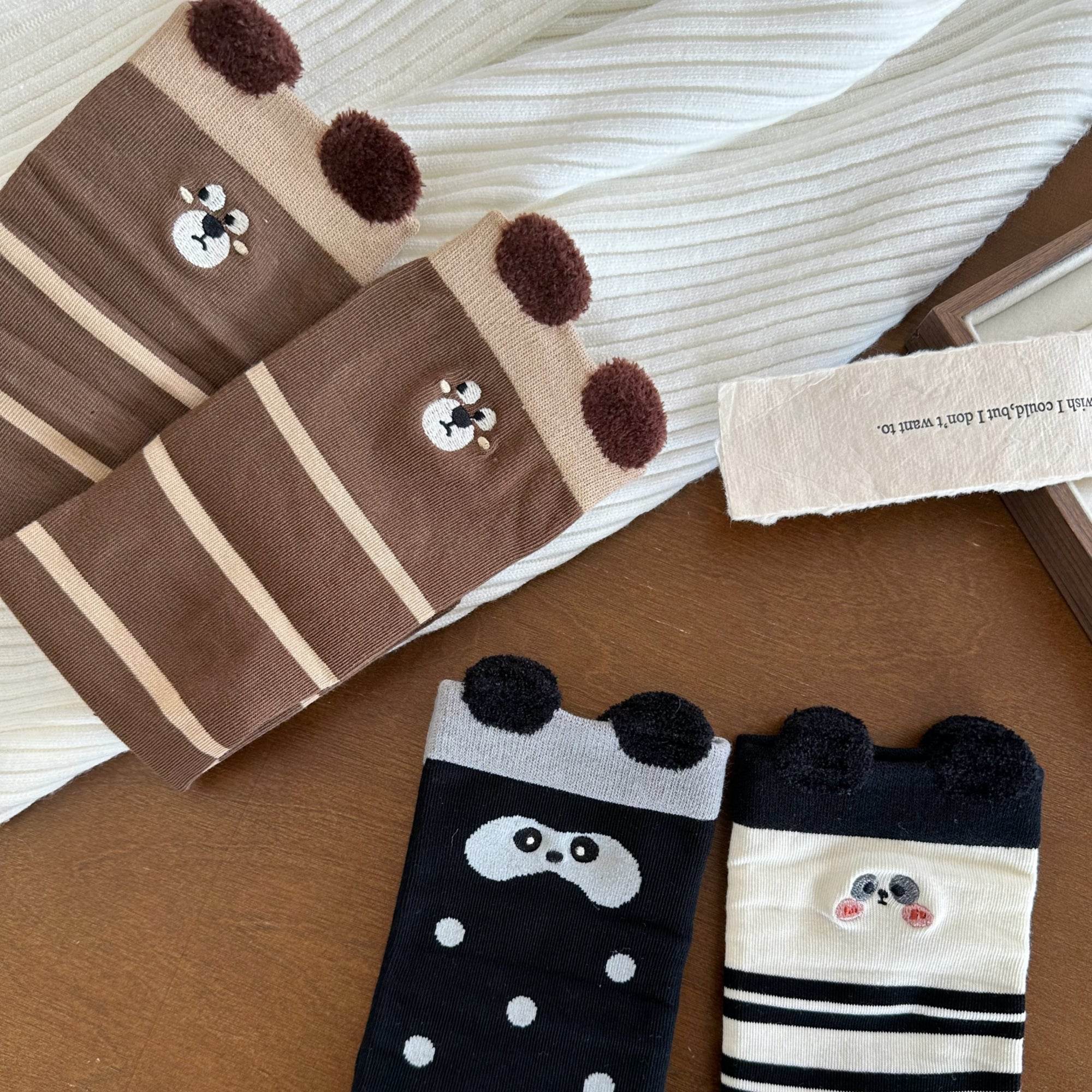 Women's Cute 3D Animal Ear Crew Socks - Single Pair