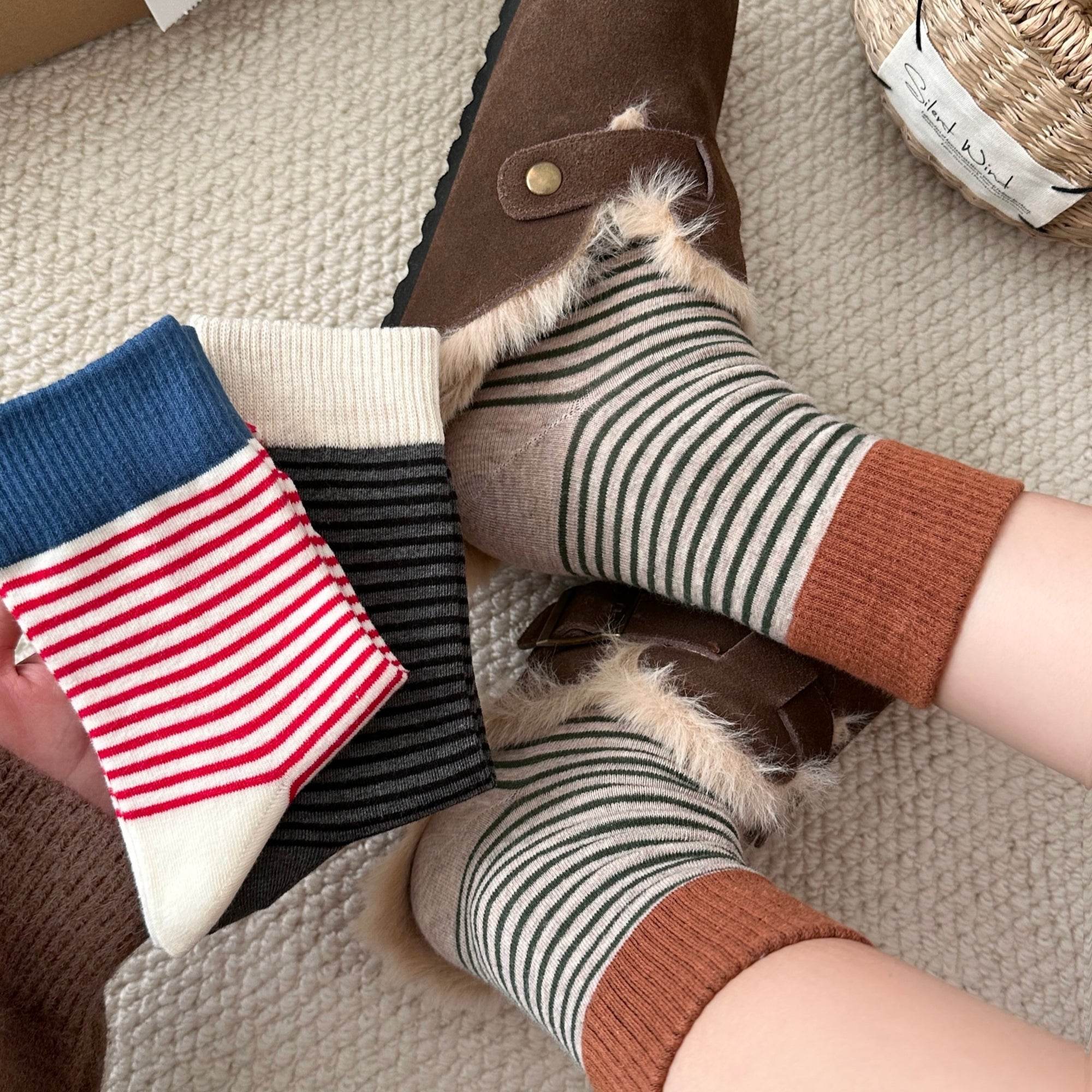 Women's Color Block Cuff Striped Socks - Single Pair