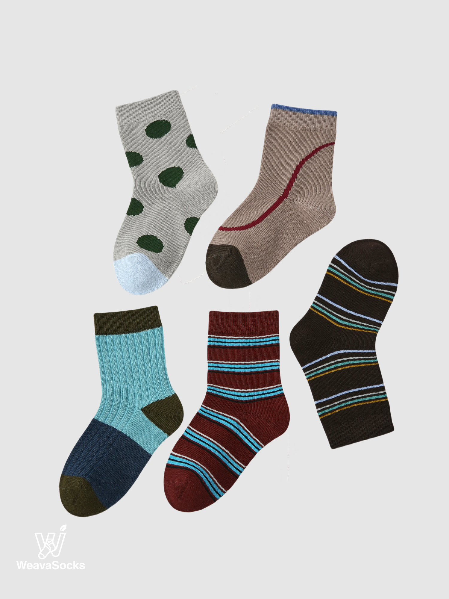 Kids' Mocha Speckle & Stripe-5 Pack