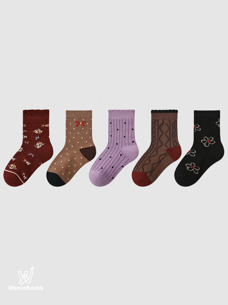 Kids' Plum Cocoa Bowties-5 Pack
