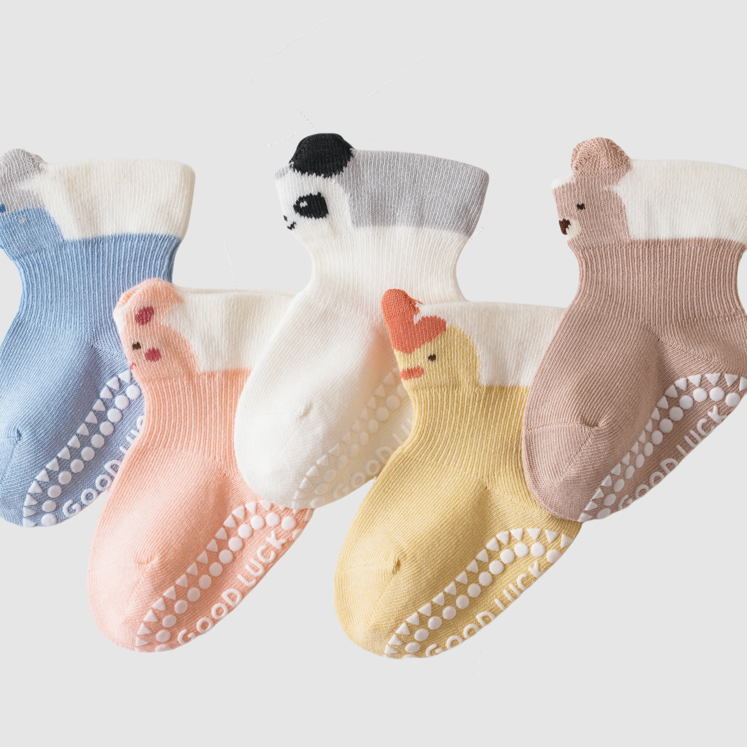 Babies' Pop-Out Pattern Grip Socks-3 Pack