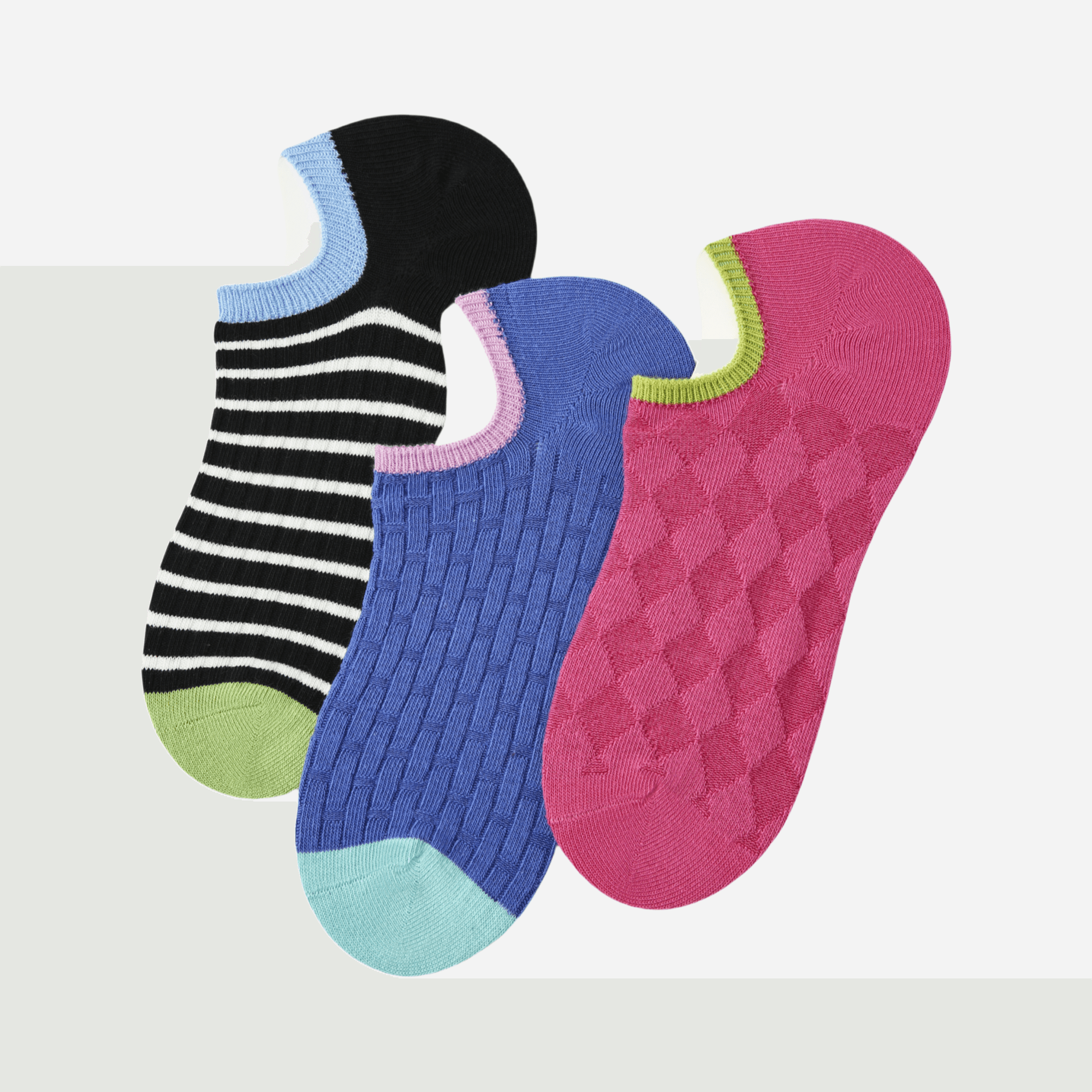 Women's Mixed Texture No-Show Socks - 3 Pairs