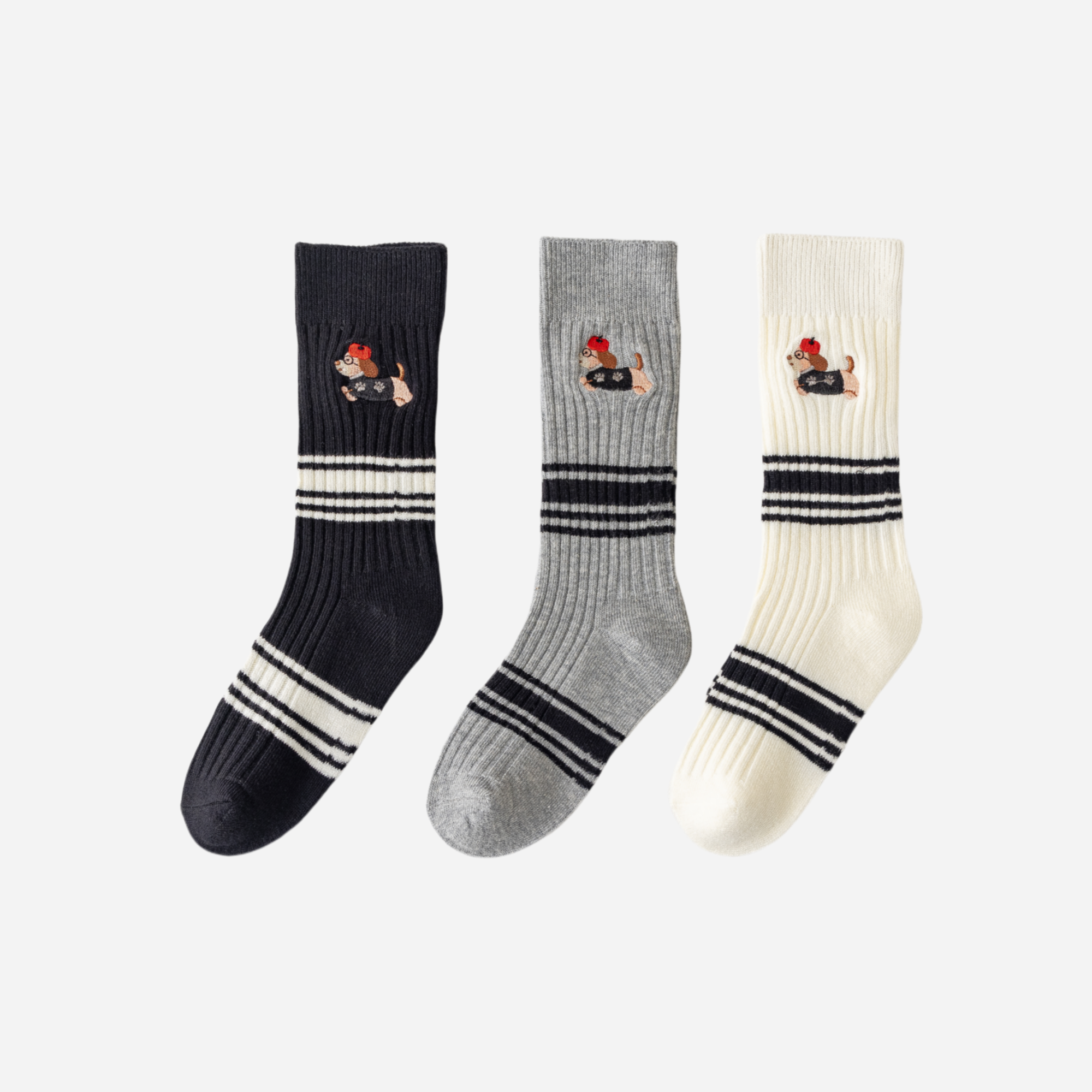 Kid's Preppy Pup Crew Socks - 2 Pairs