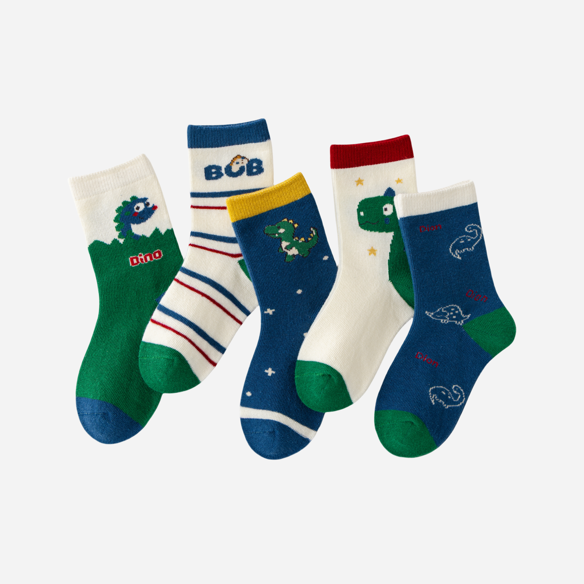 Kid's Playful Dinosaur Crew Socks - 5 Pairs