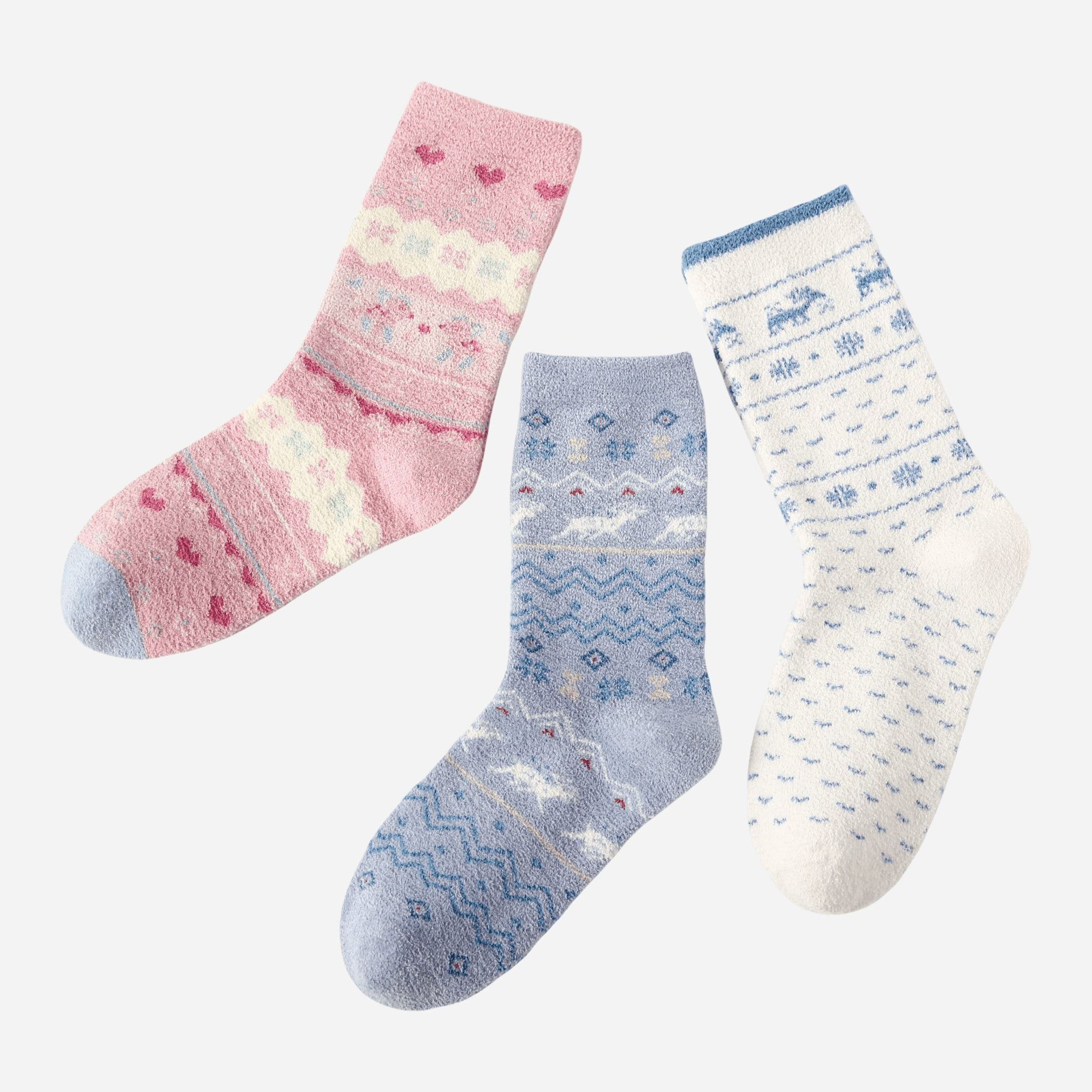Women's Holiday Fair Isle Cozy Socks - 3 pairs