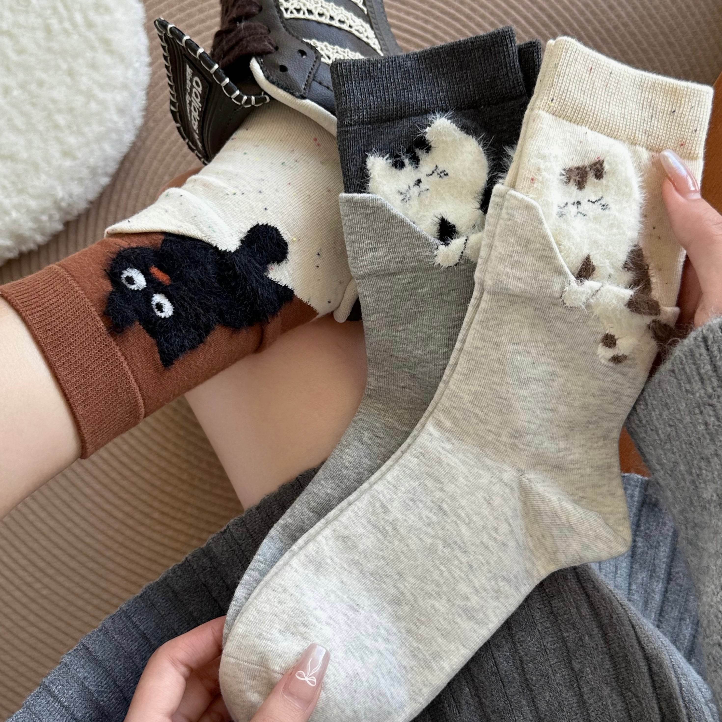 Women's Cute 3D Peeking Cat Socks - Single Pair