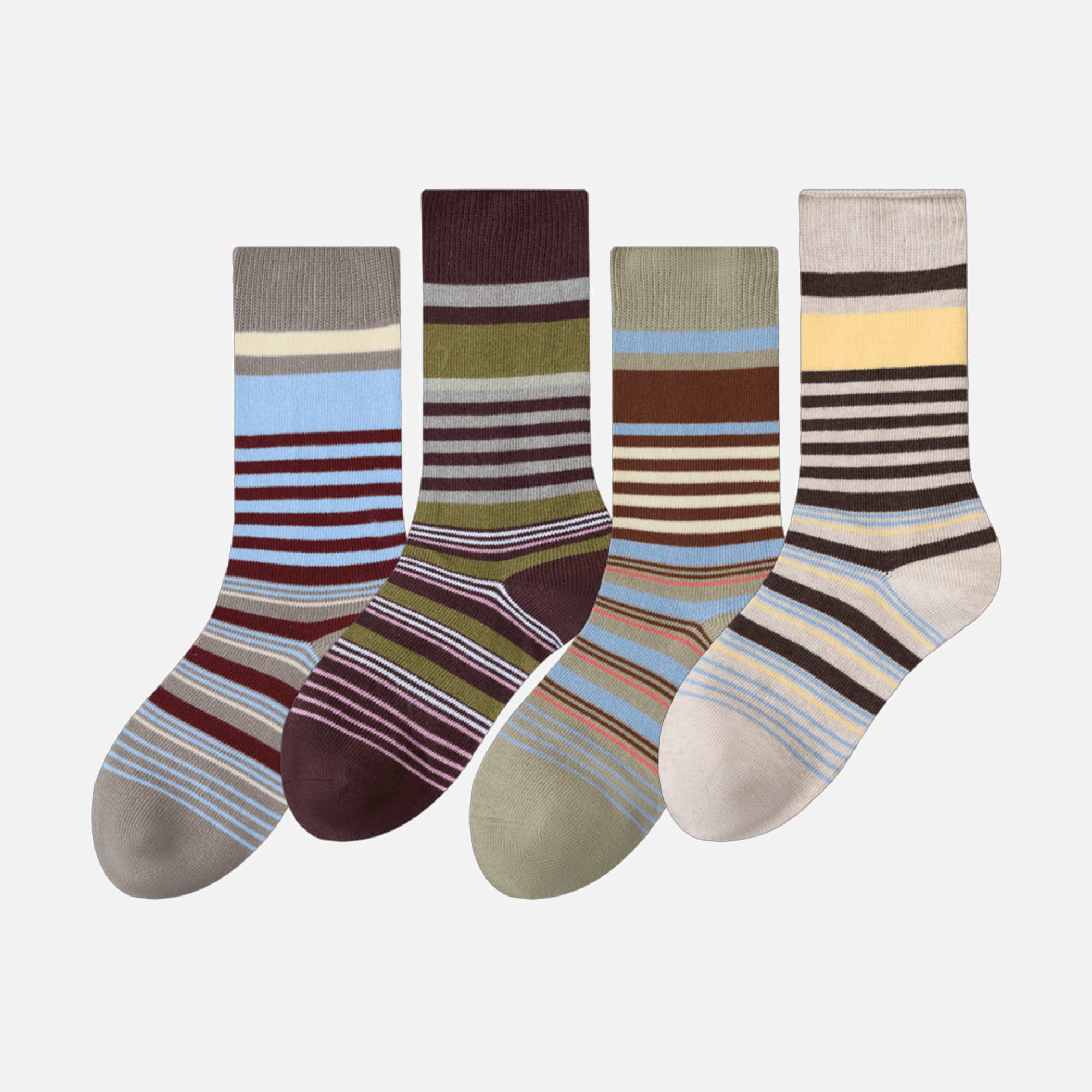Women's Retro Multi-Stripe Crew Socks - Single Pair