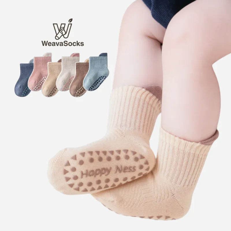 Babies Color Cuff Grip Socks-4 Pairs