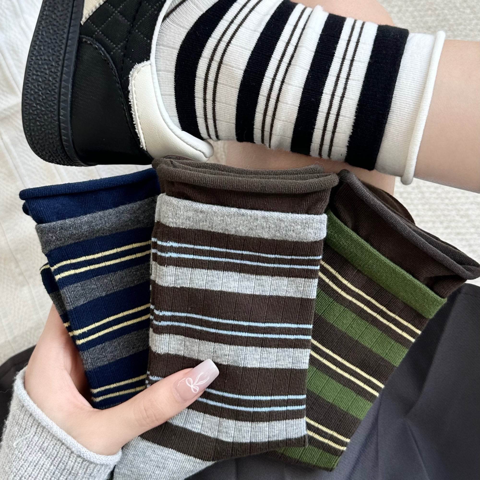 Women's Combed Cotton Stripe Crew Socks - Single Pair