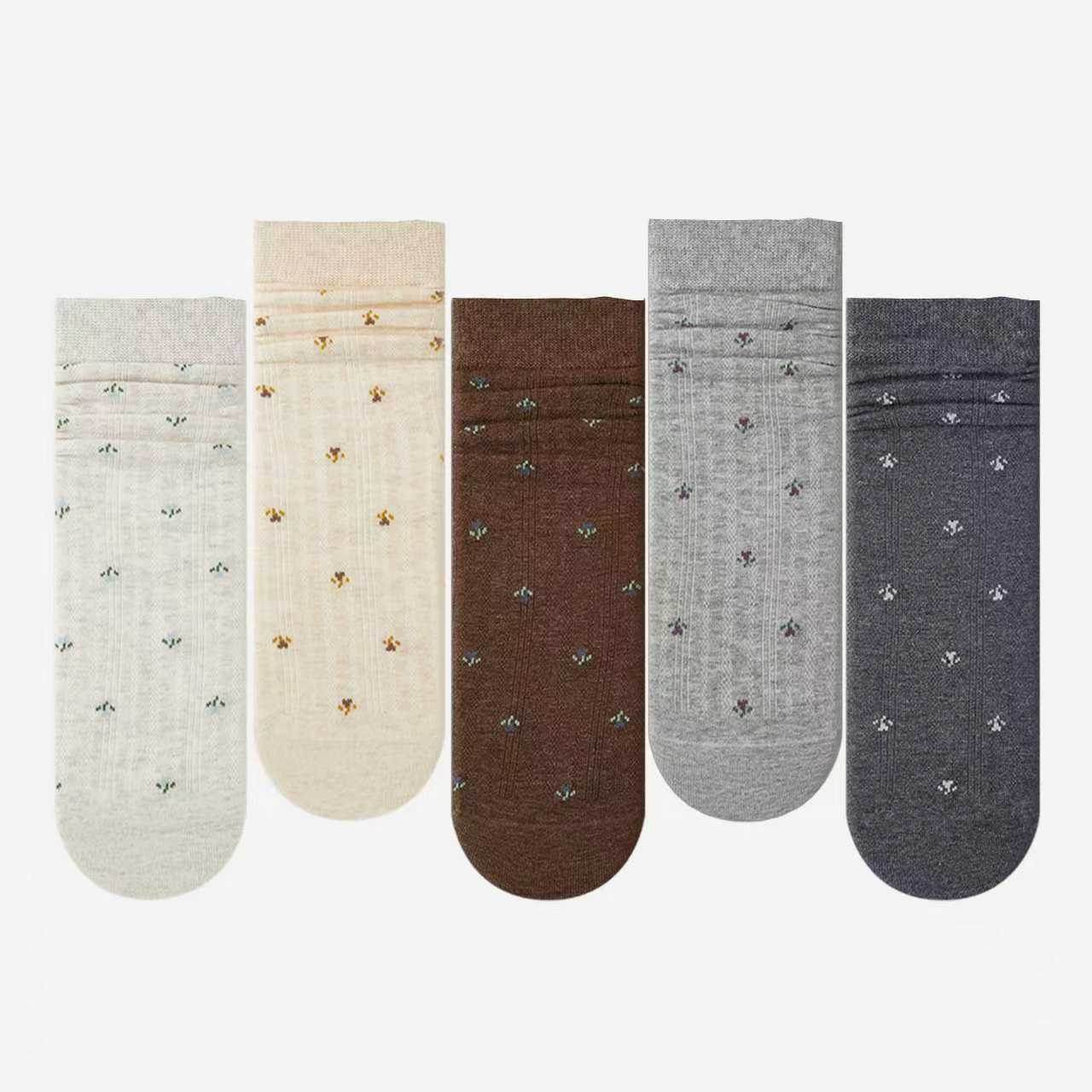 Women's Ditsy Floral Ribbed Cotton Socks - Single Pair