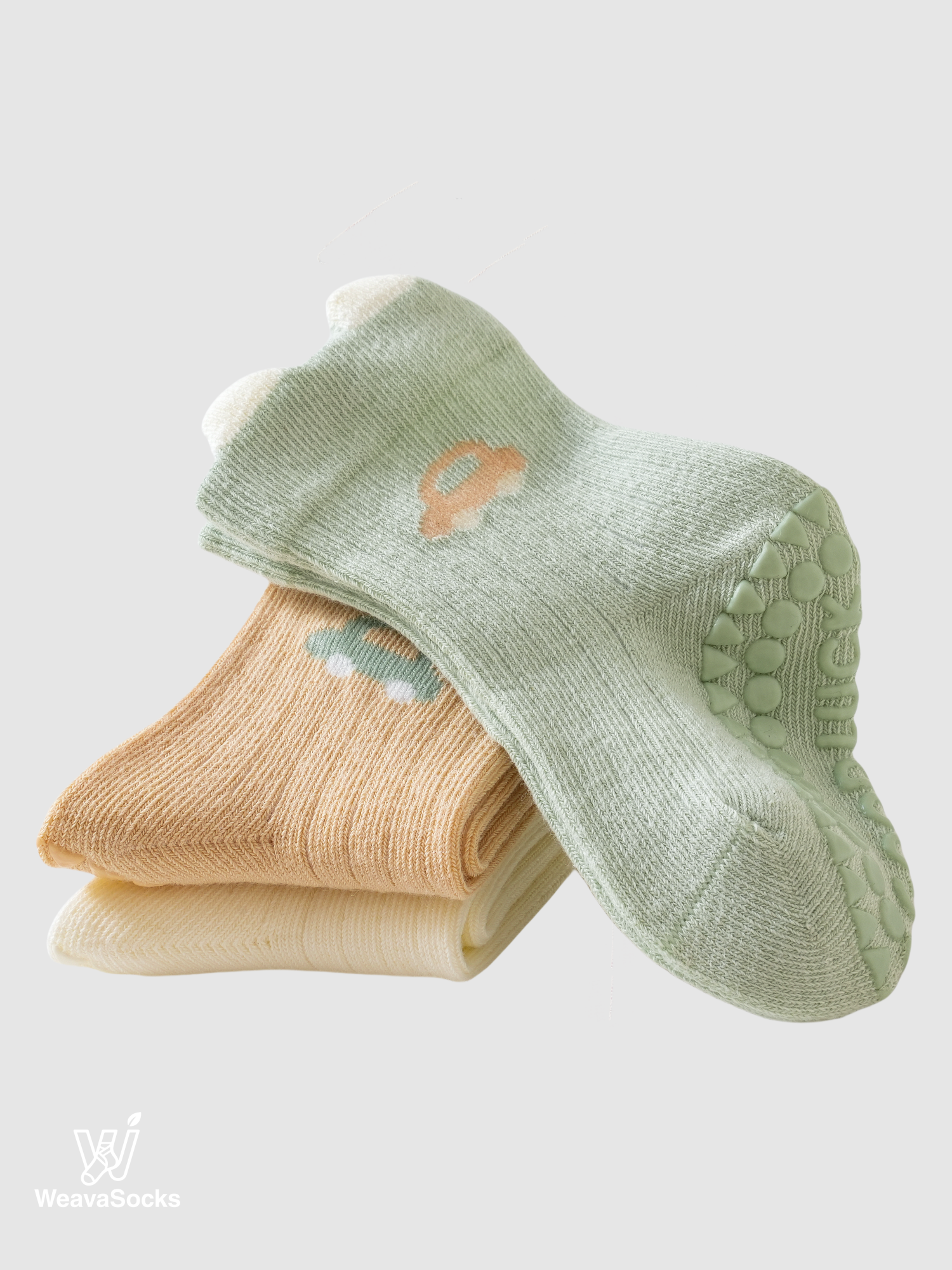 Babies' Non-Slip Ribbed Crew Socks-3 Pack