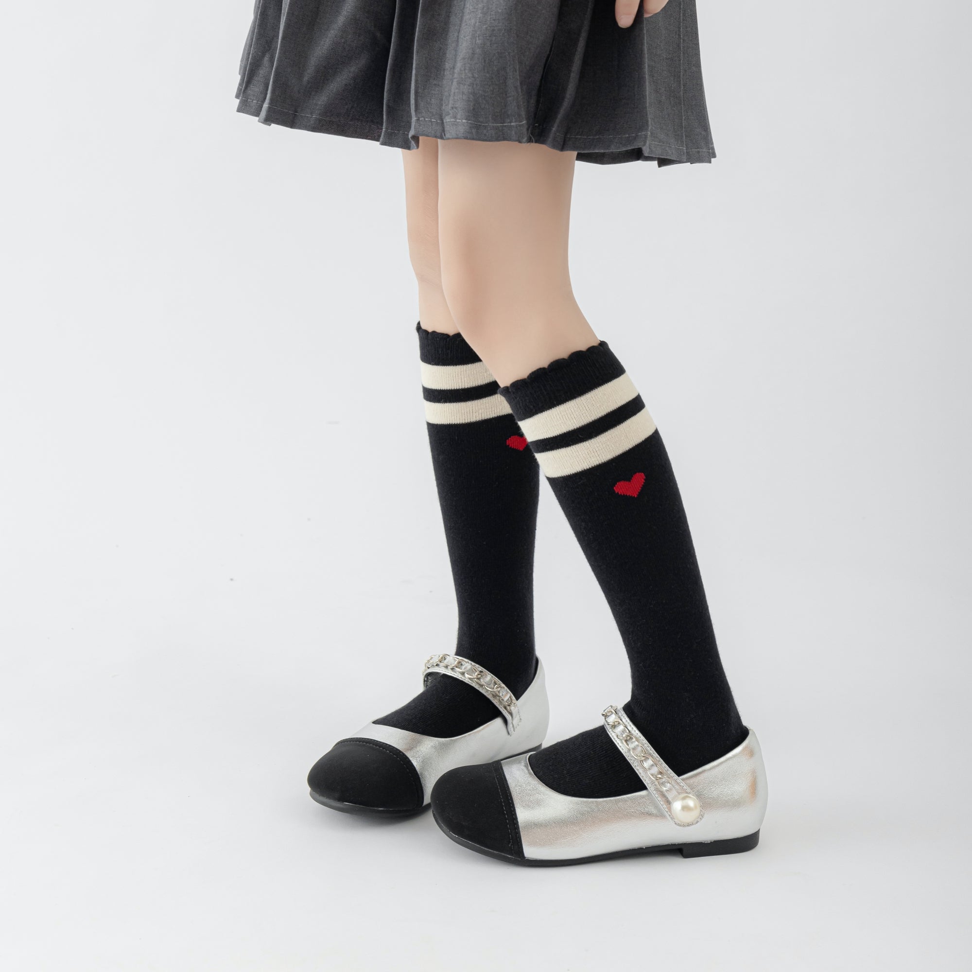 Kid's Preppy Embroidered Knee Socks - 3 Pairs