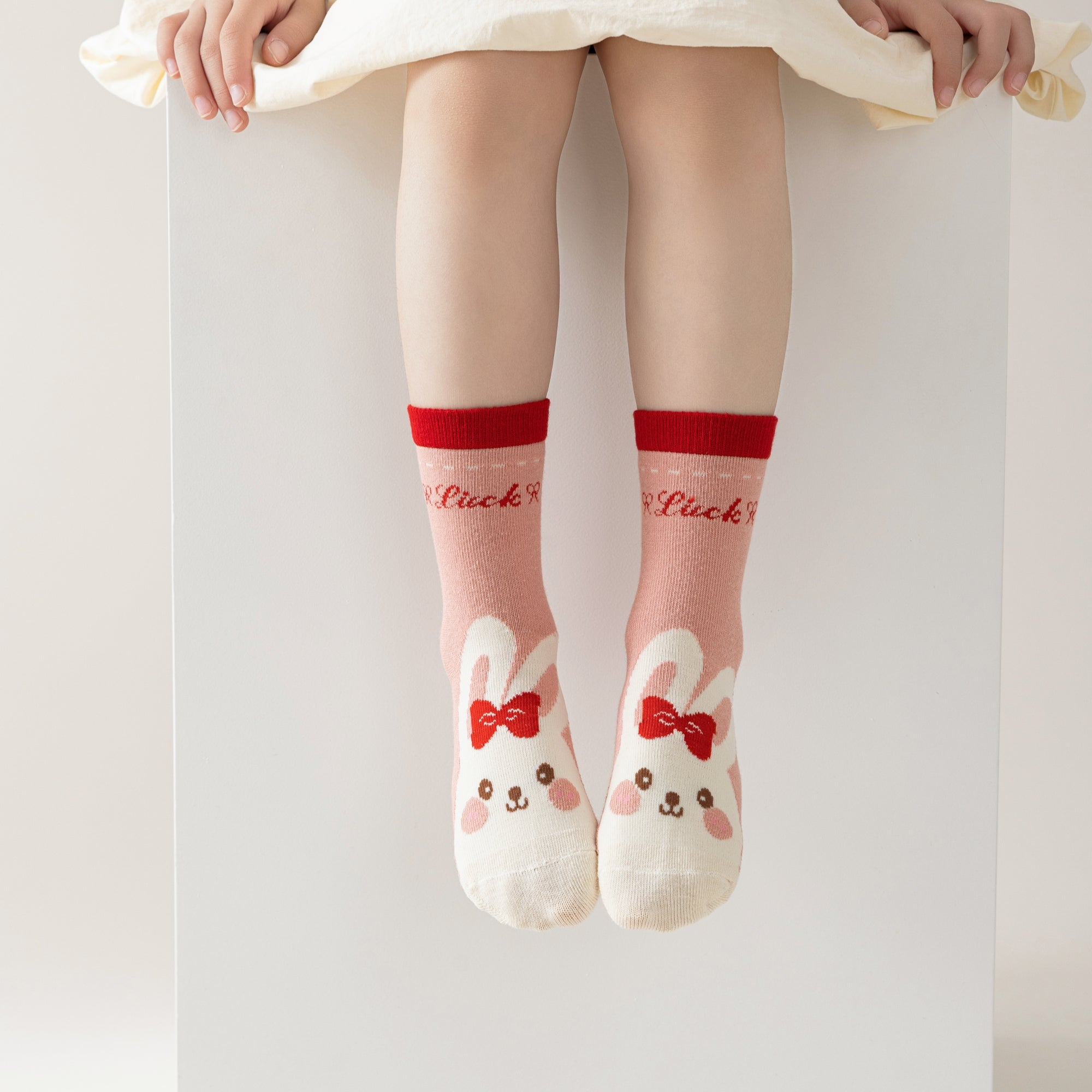 Kid's Sweet Bunny & Cherry Socks - 5 Pairs