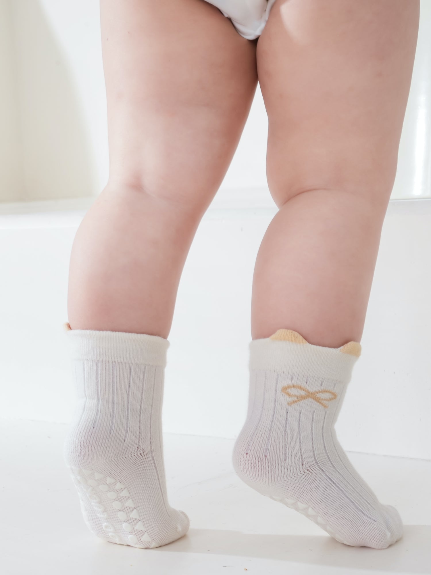Babies' Non-Slip Ribbed Crew Socks-3 Pack