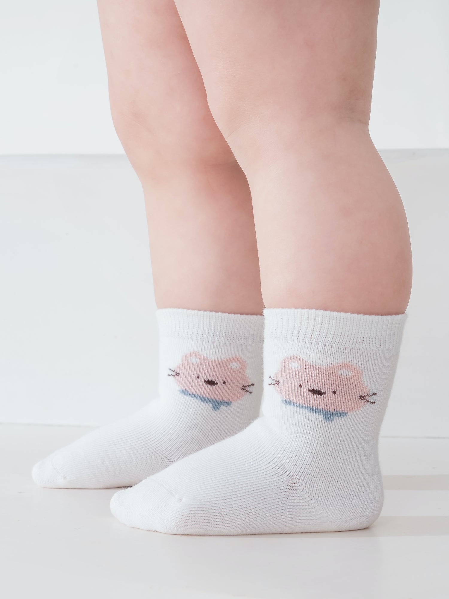 Babies' Ankle Socks with Minimalist Cartoon Faces-3 Pack