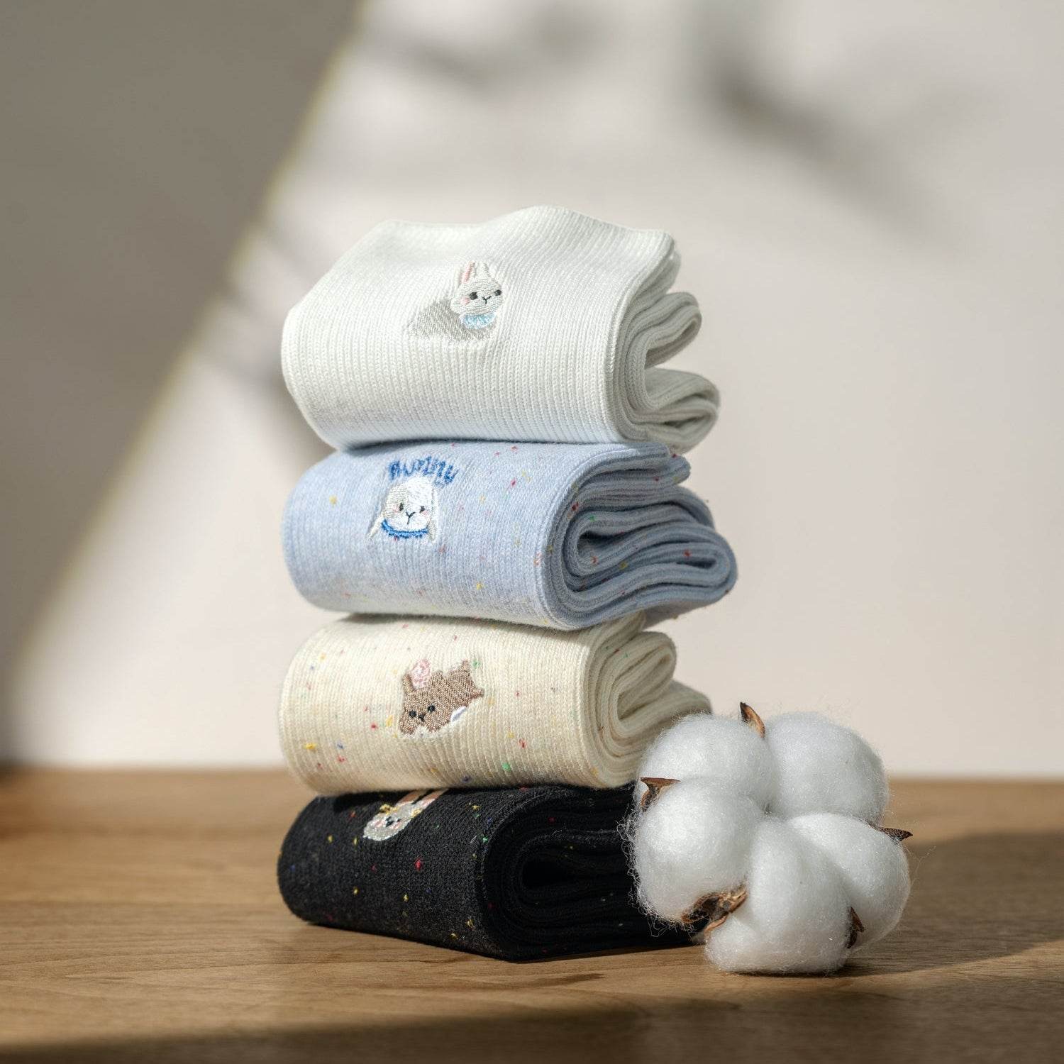 Women's Cotton Crew Socks Embroidery-5 Pack - Weavasocks