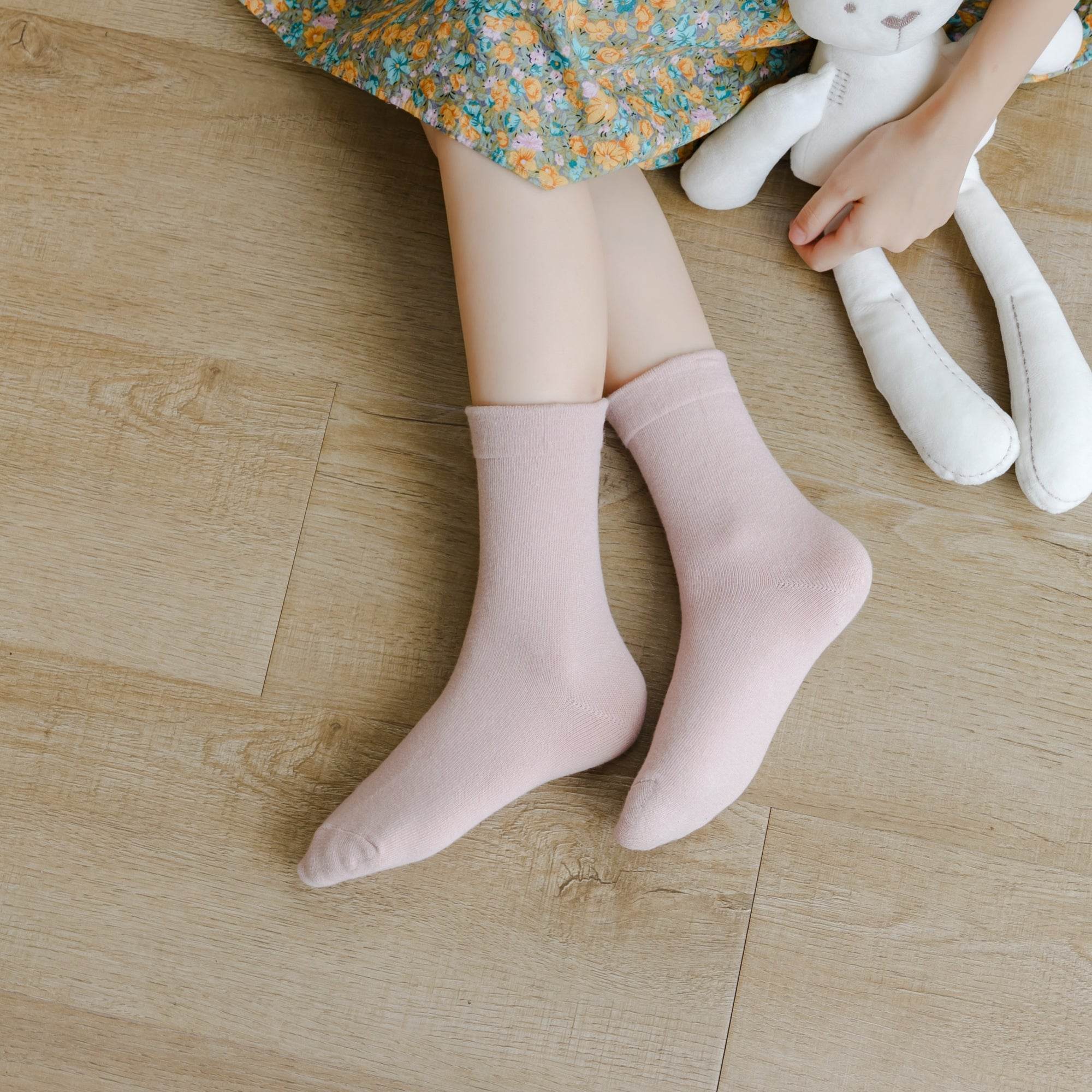 Kid's Solid Pastel Crew Socks - 5 Pairs - Weavasocks