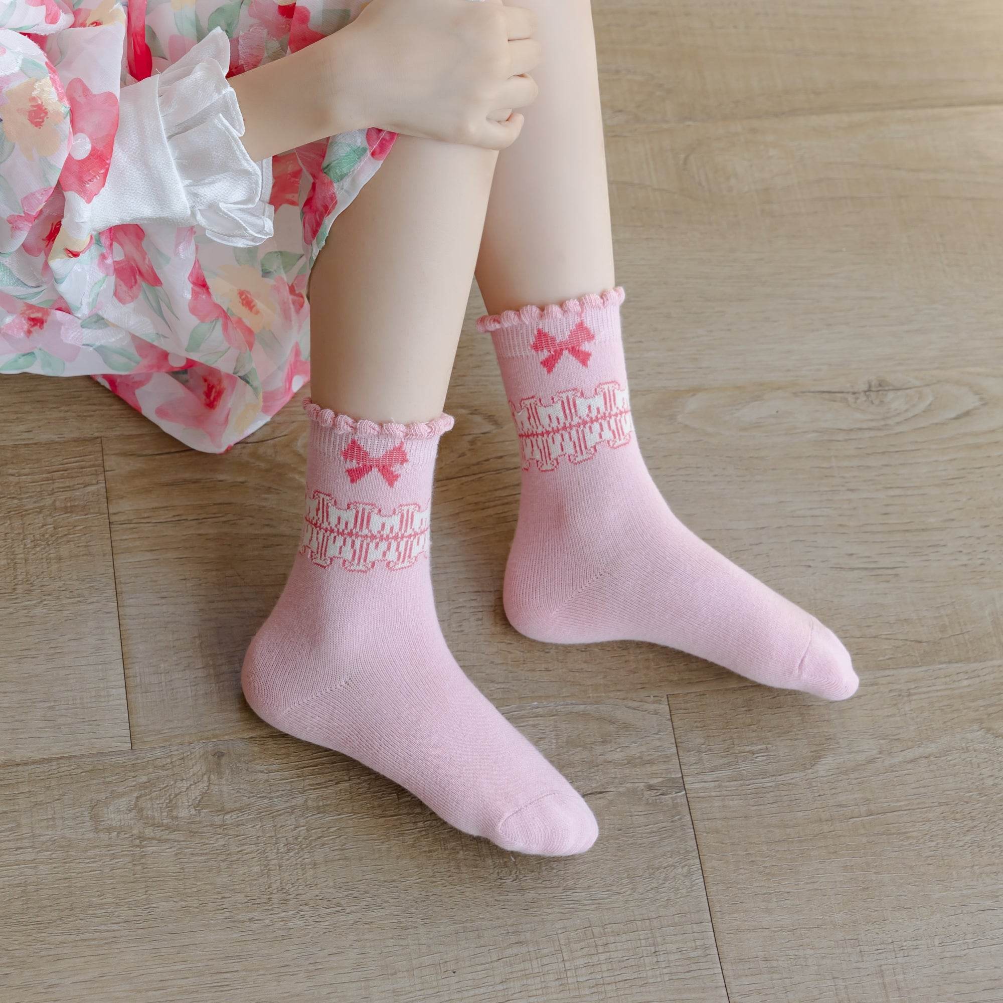 Kid's Girls' Bow & Floral Crew Socks - 5 Pairs - Weavasocks