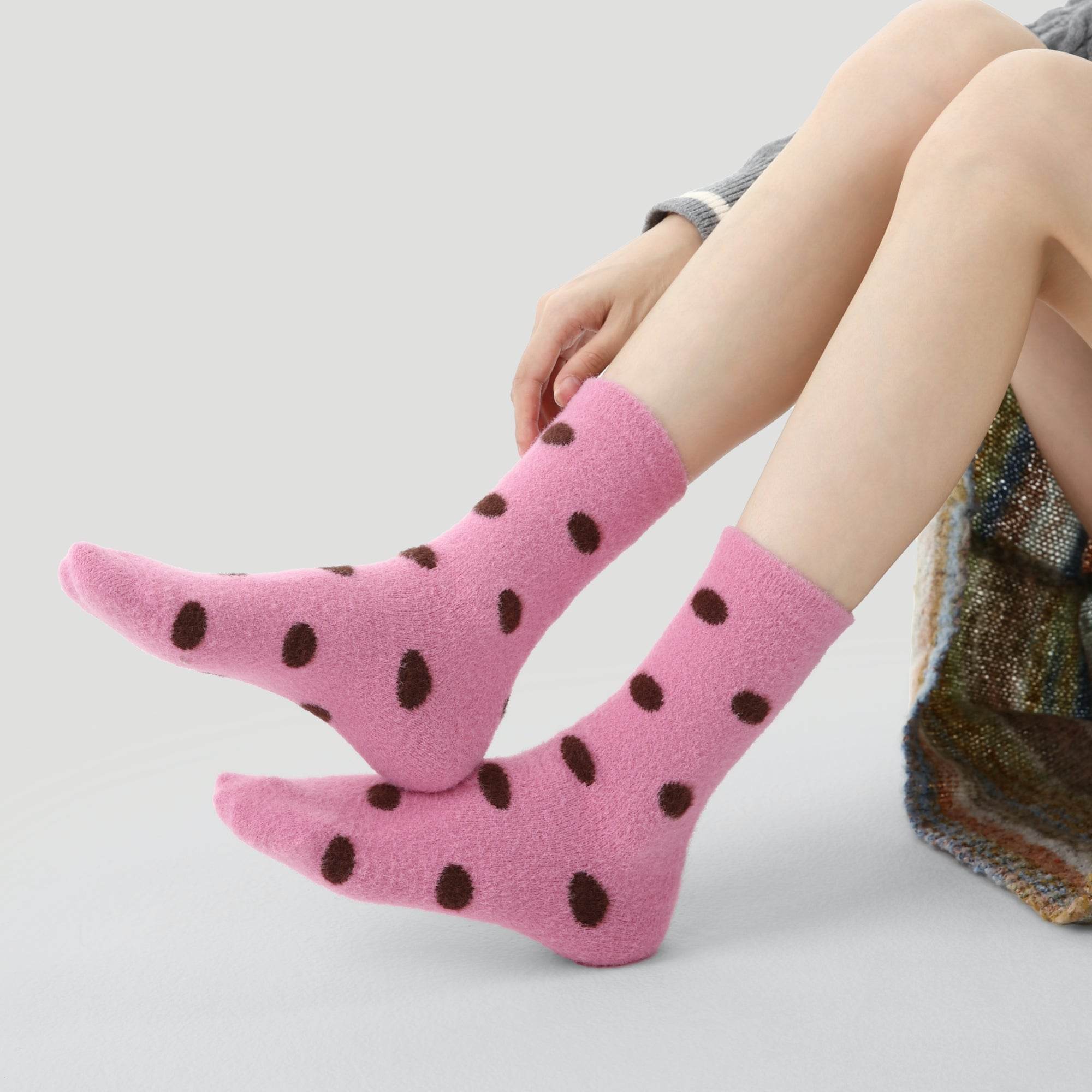 Women's Polka Dot & Plaid Cozy Socks - 3 pairs