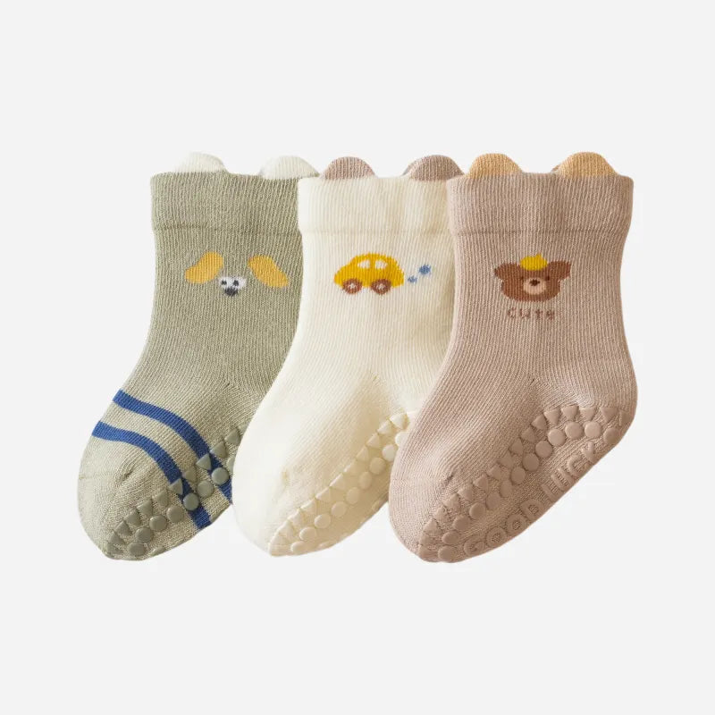 Babies Lucky Pals Grip Socks-3 Pairs