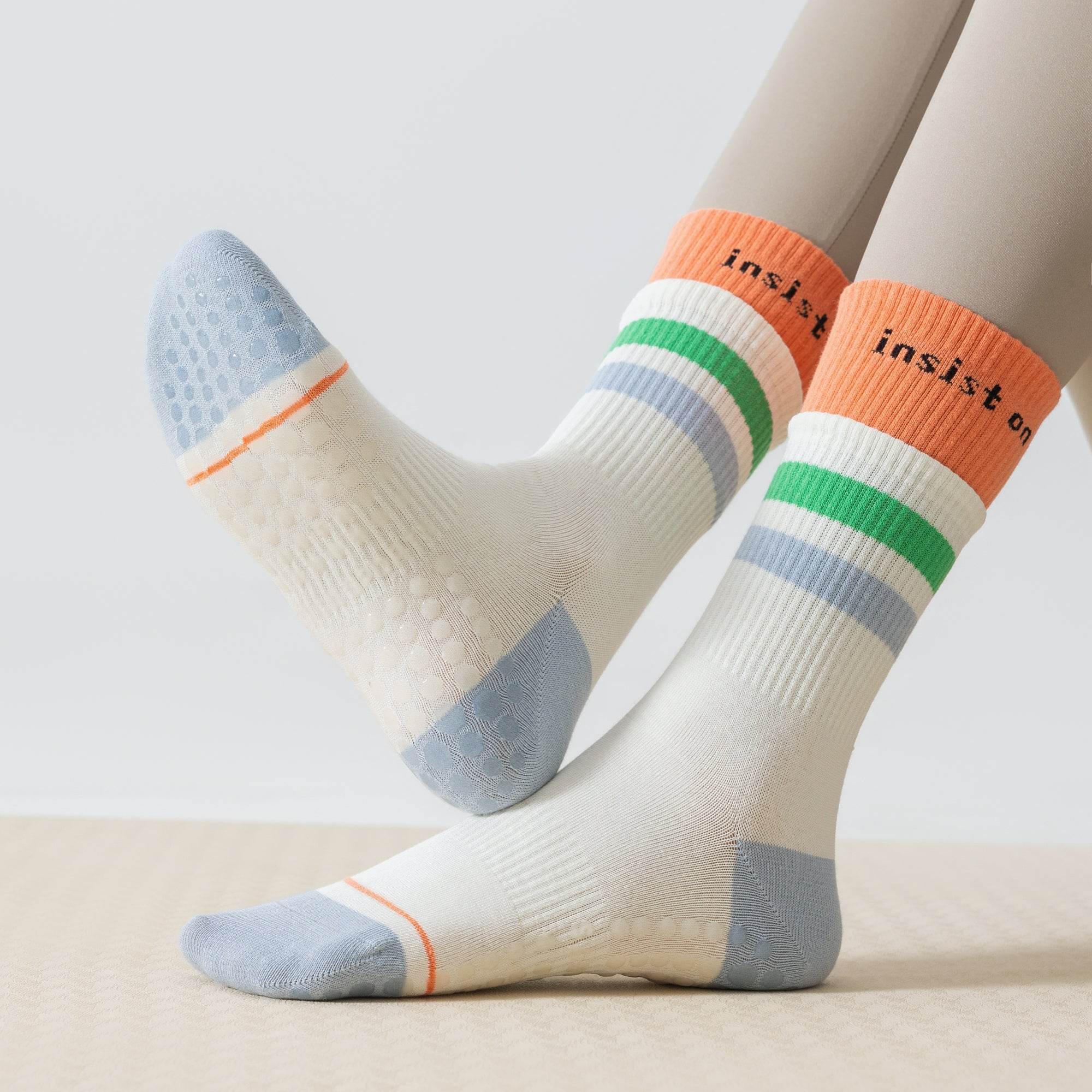 Women's Retro Stripe Yoga & Pilates Grip Socks