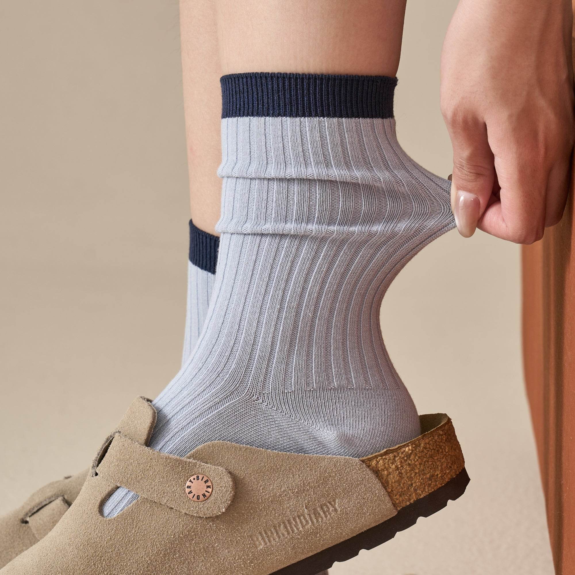 Women's Colorblock Cuff Ribbed Crew Socks - Single Pair