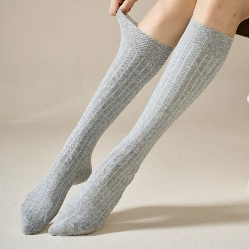 Ribbed Knee-High Socks